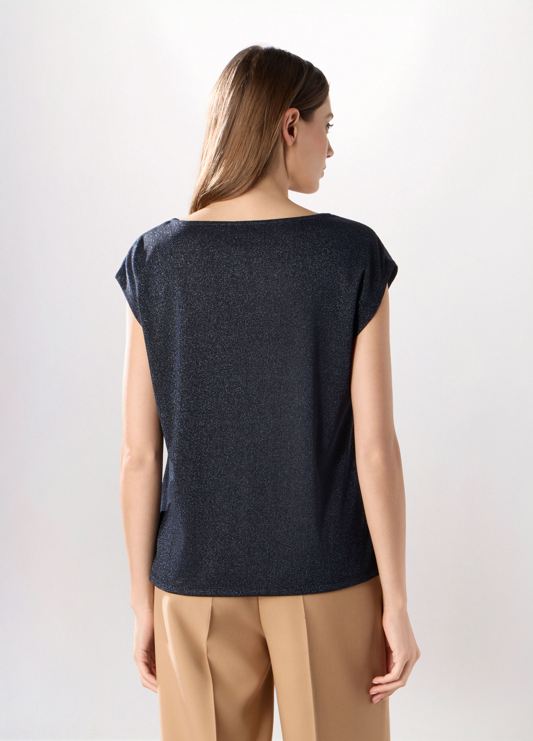 Top con lavorazione in filo lurex donna_1