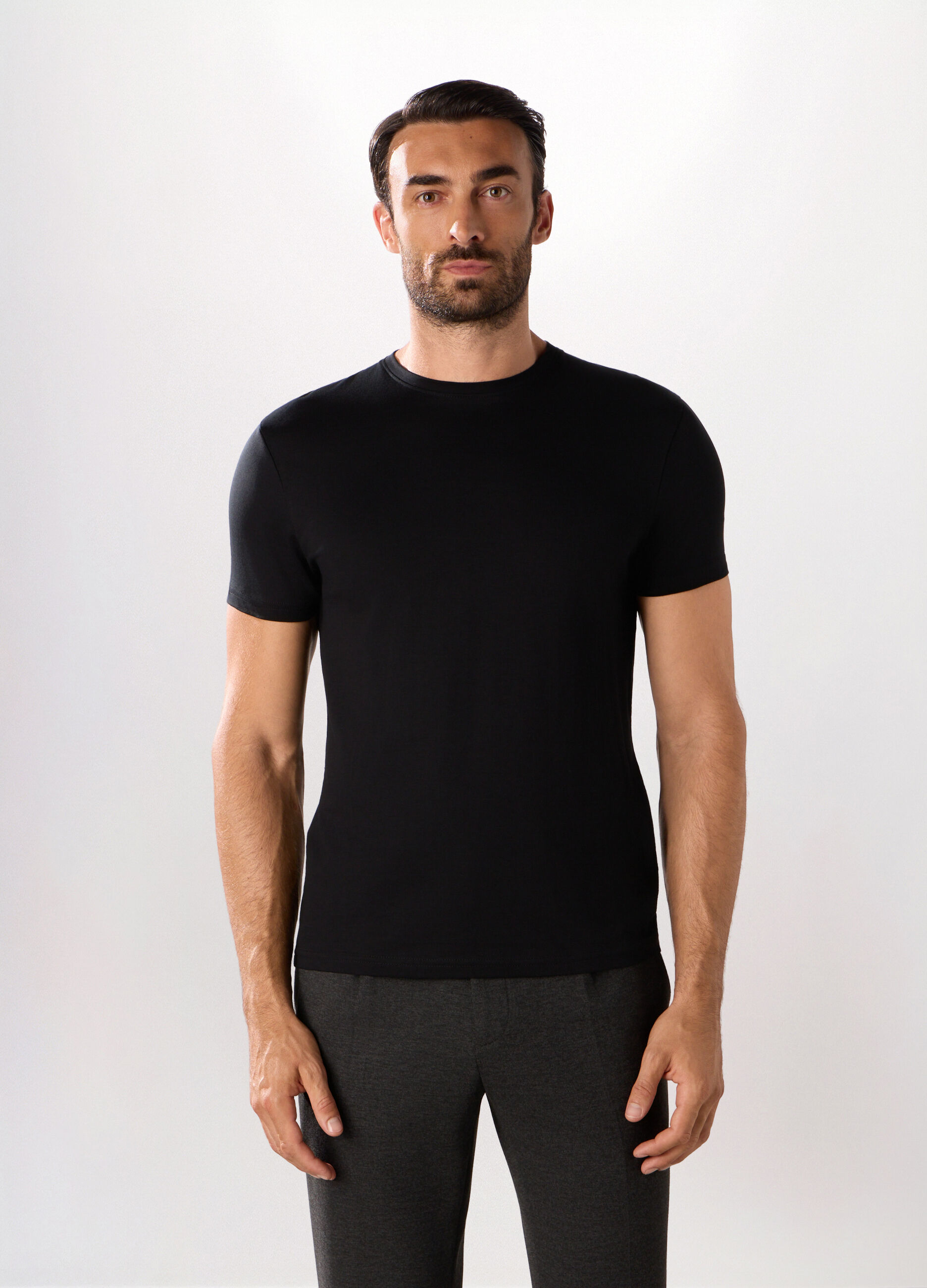 T-shirt slim fit in jersey di cotone uomo