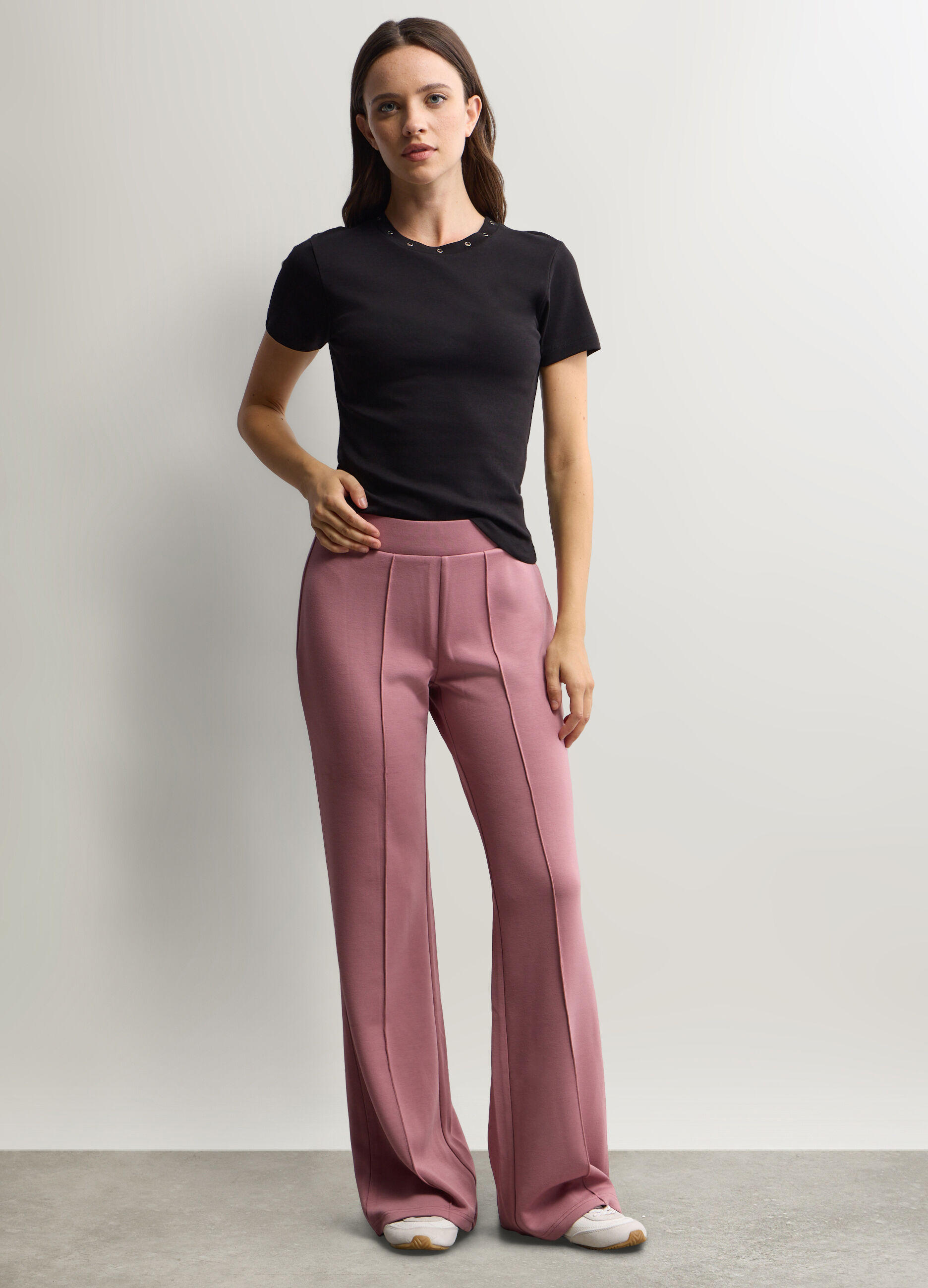 Pantaloni Flare Fit in interlock stretch donna_0