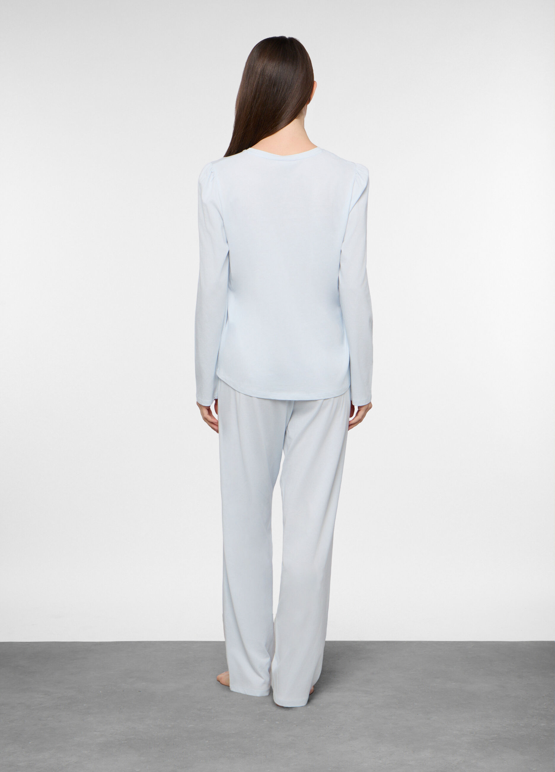 Set pigiama lungo in jersey di puro cotone donna_1