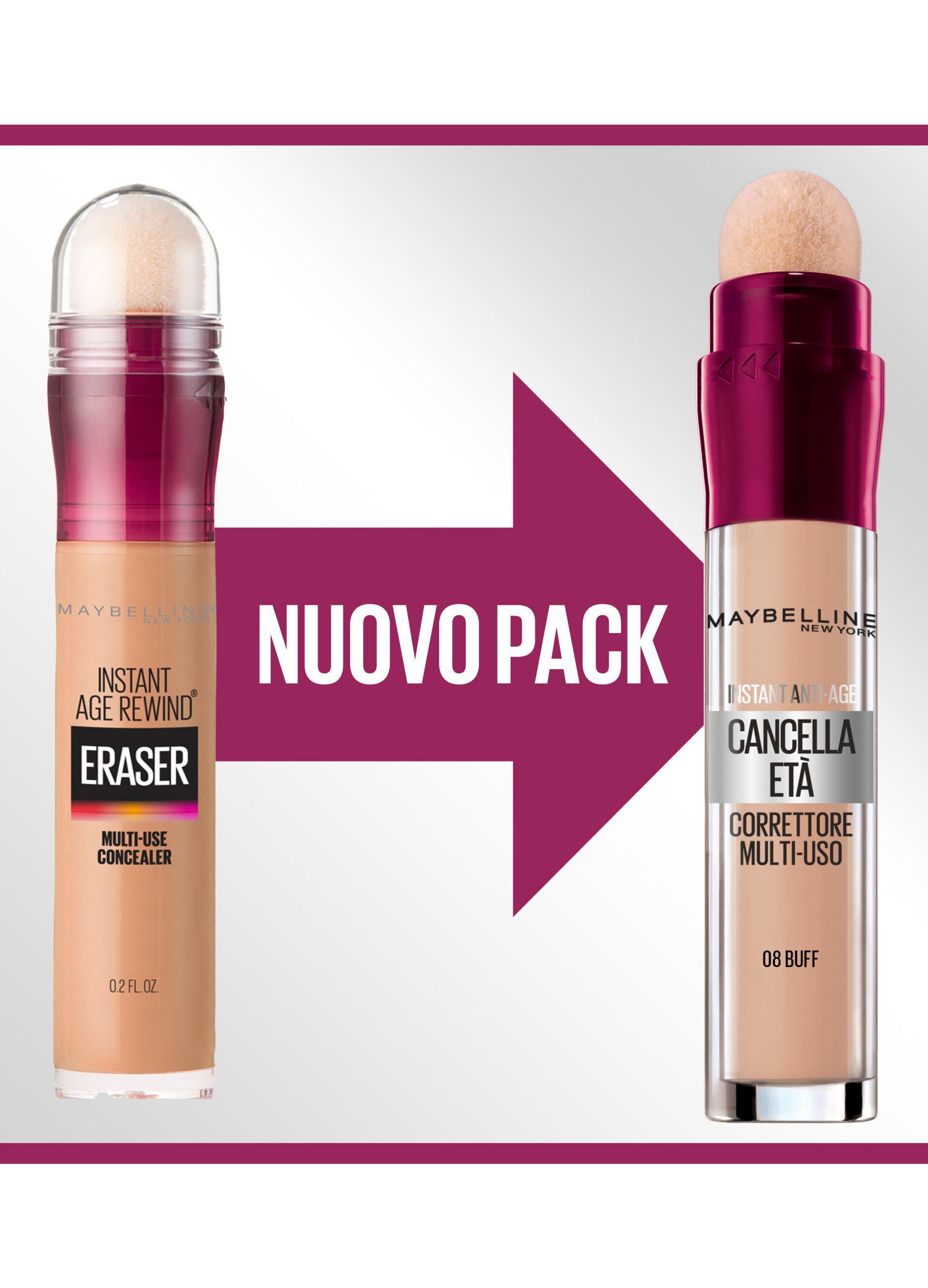 Maybelline New York Correttore Liquido Il Cancella Età, con Bacche di Goji e Haloxyl, Copre Occhiaie e Piccole Rughe, 08 Buff, 6.8 ml.
