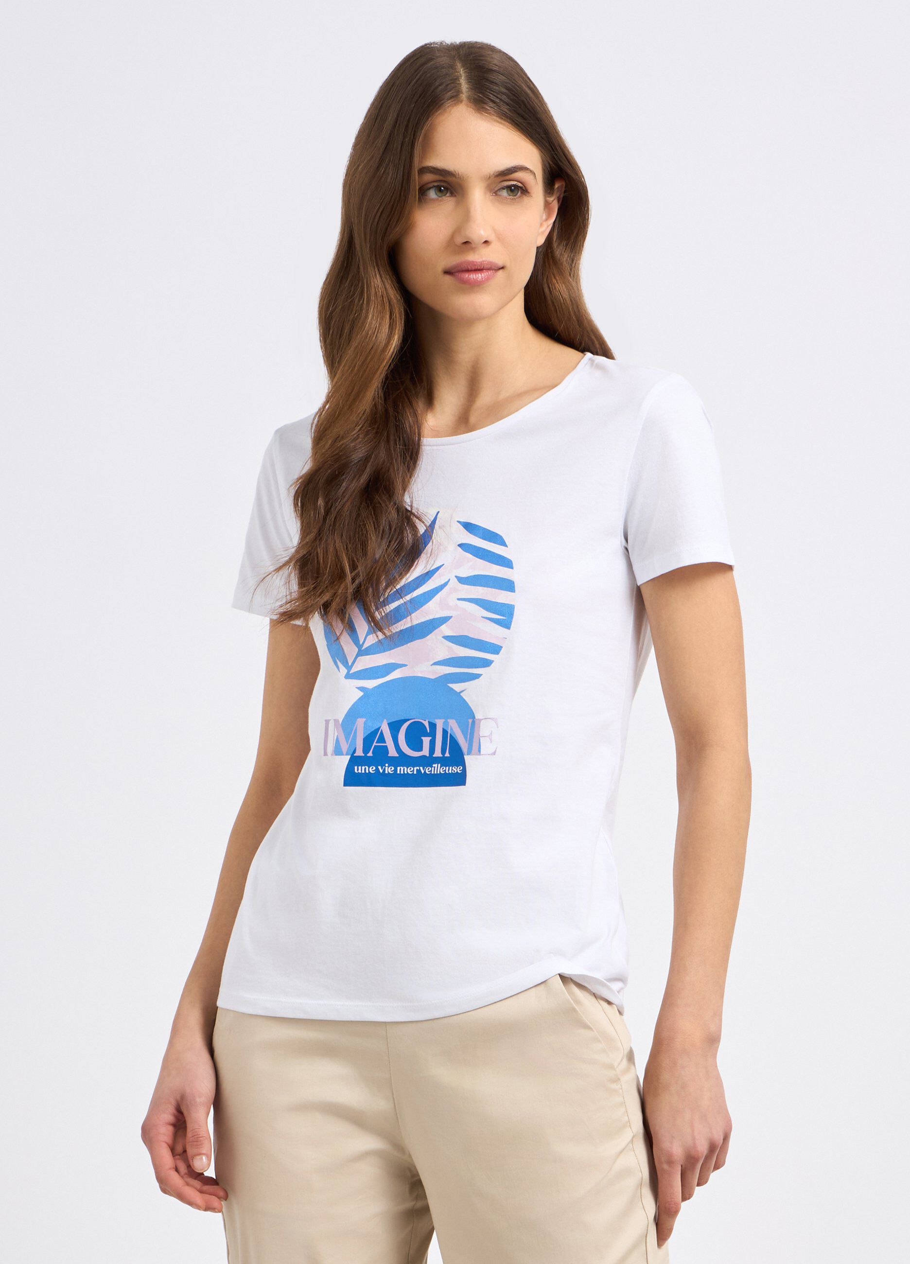 T-shirt in puro cotone con stampa donna_0