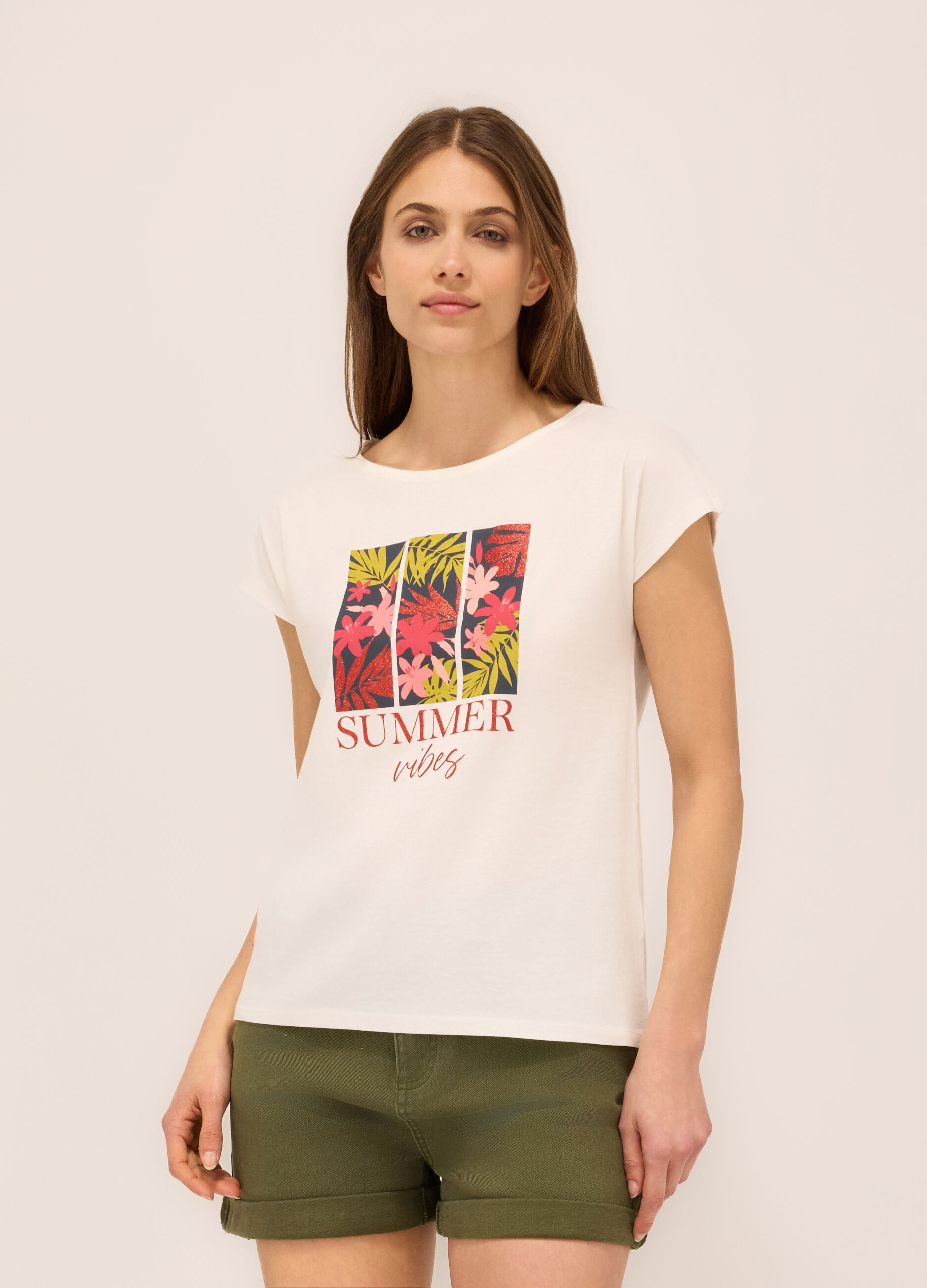 T-shirt in jersey di puro cotone donna_0