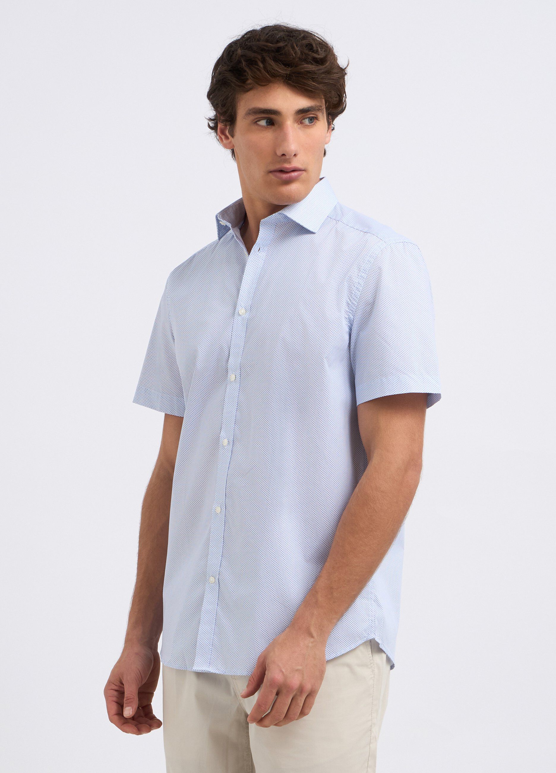 Camicia a maniche corte in misto cotone uomo