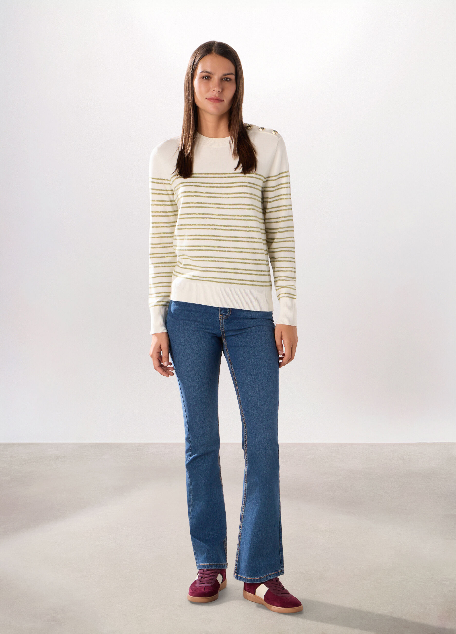 Pantaloni in denim stretch misto cotone donna_0