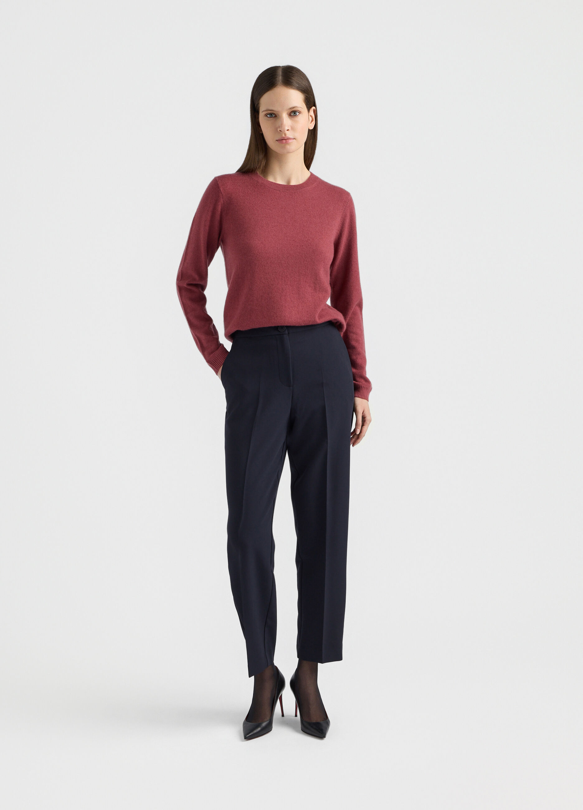 Pullover girocollo in puro cashmere donna_0