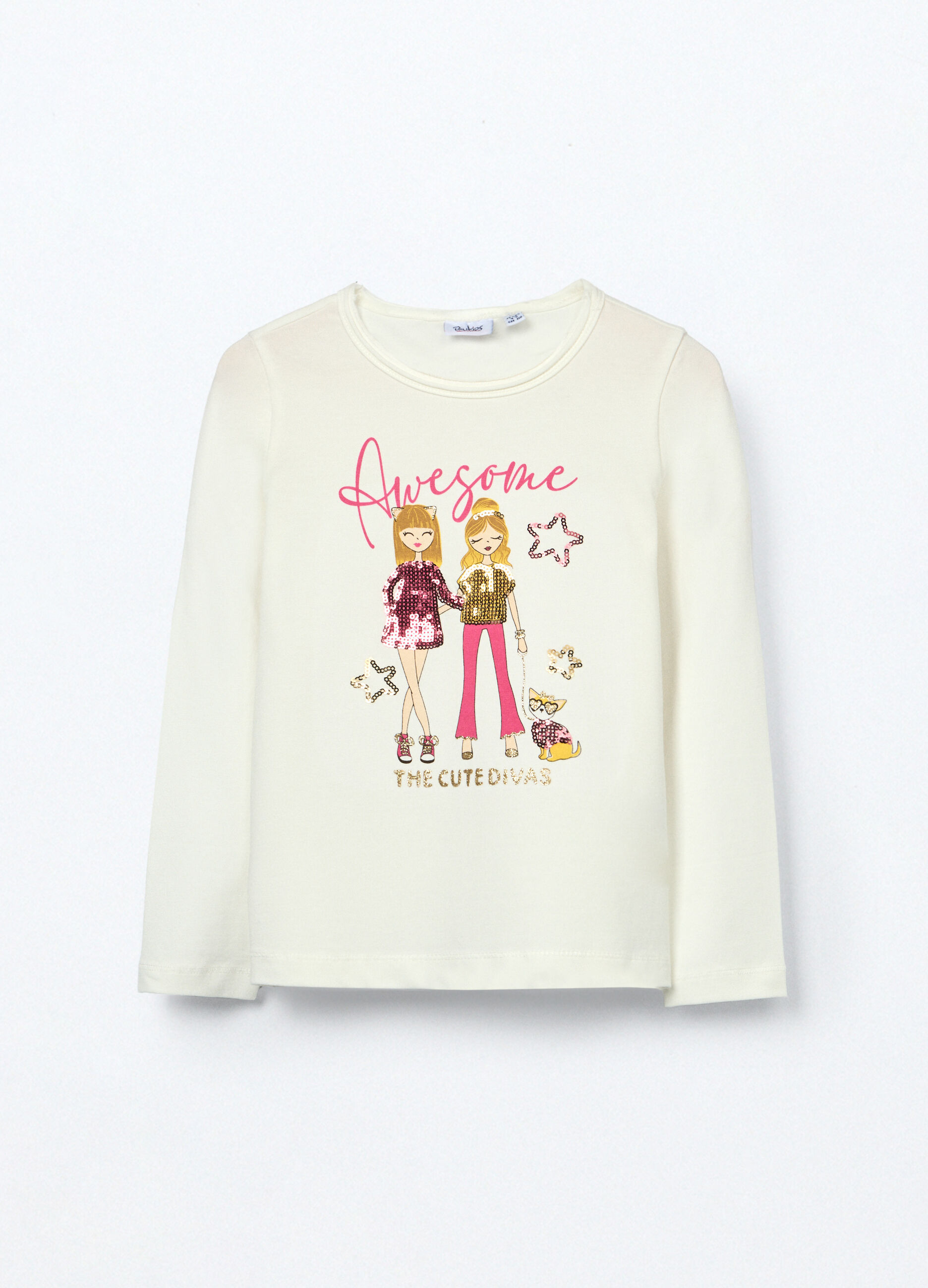 T-shirt in jersey di cotone stretch bambina_0