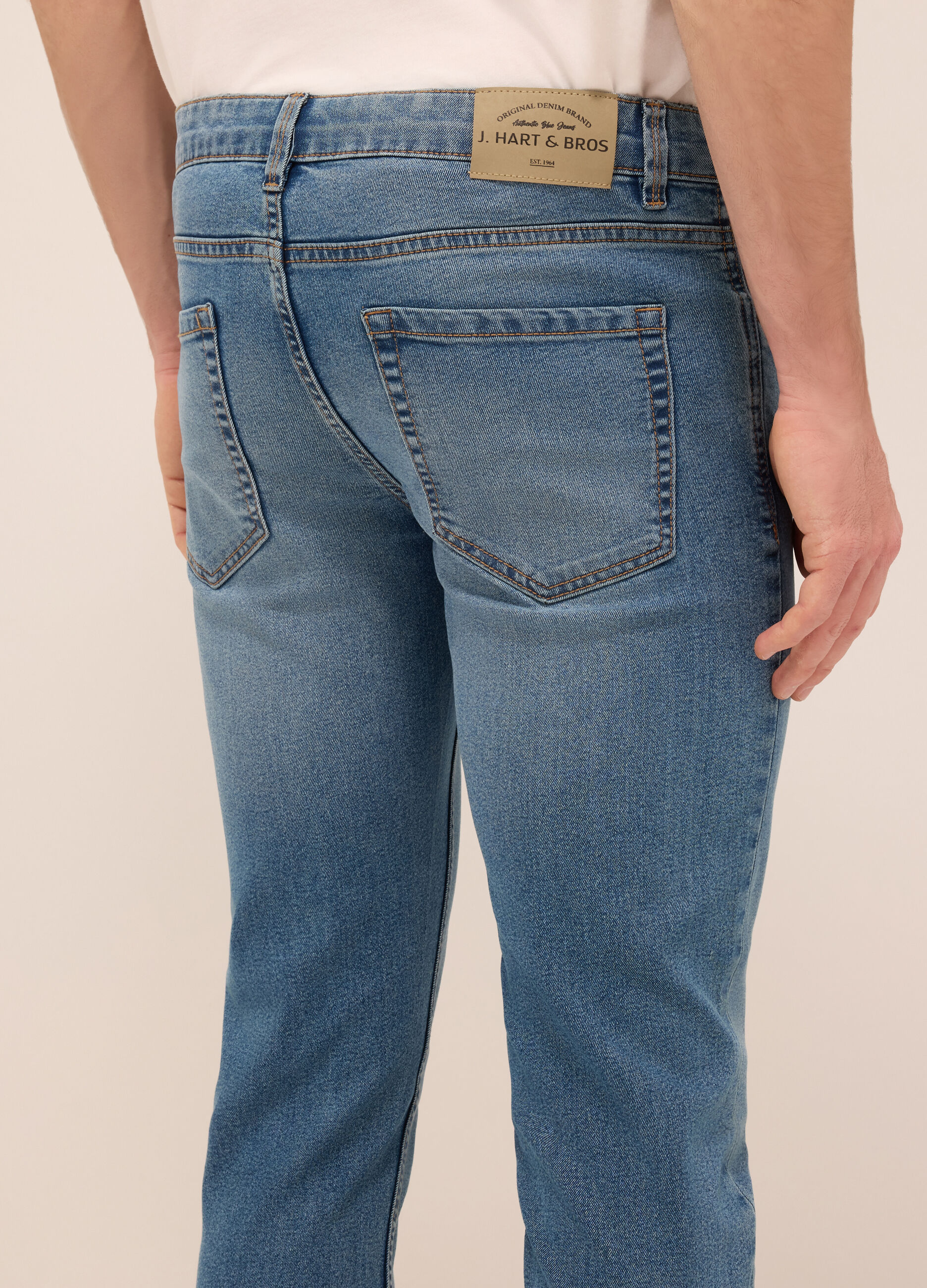 Jeans 5 tasche slim fit in denim di cotone stretch uomo_3