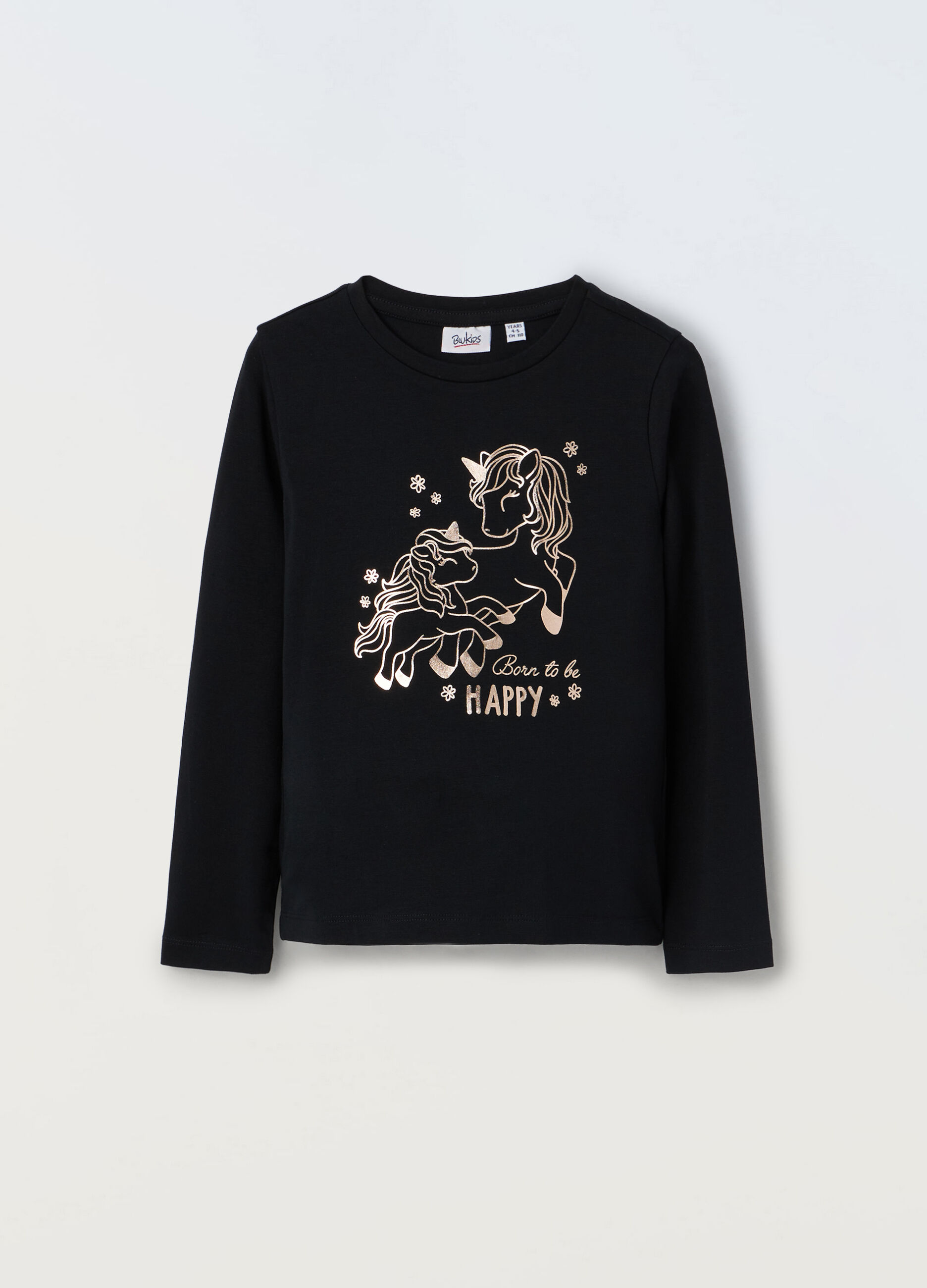 T-shirt a maniche lunghe in cotone stretch bambina_0