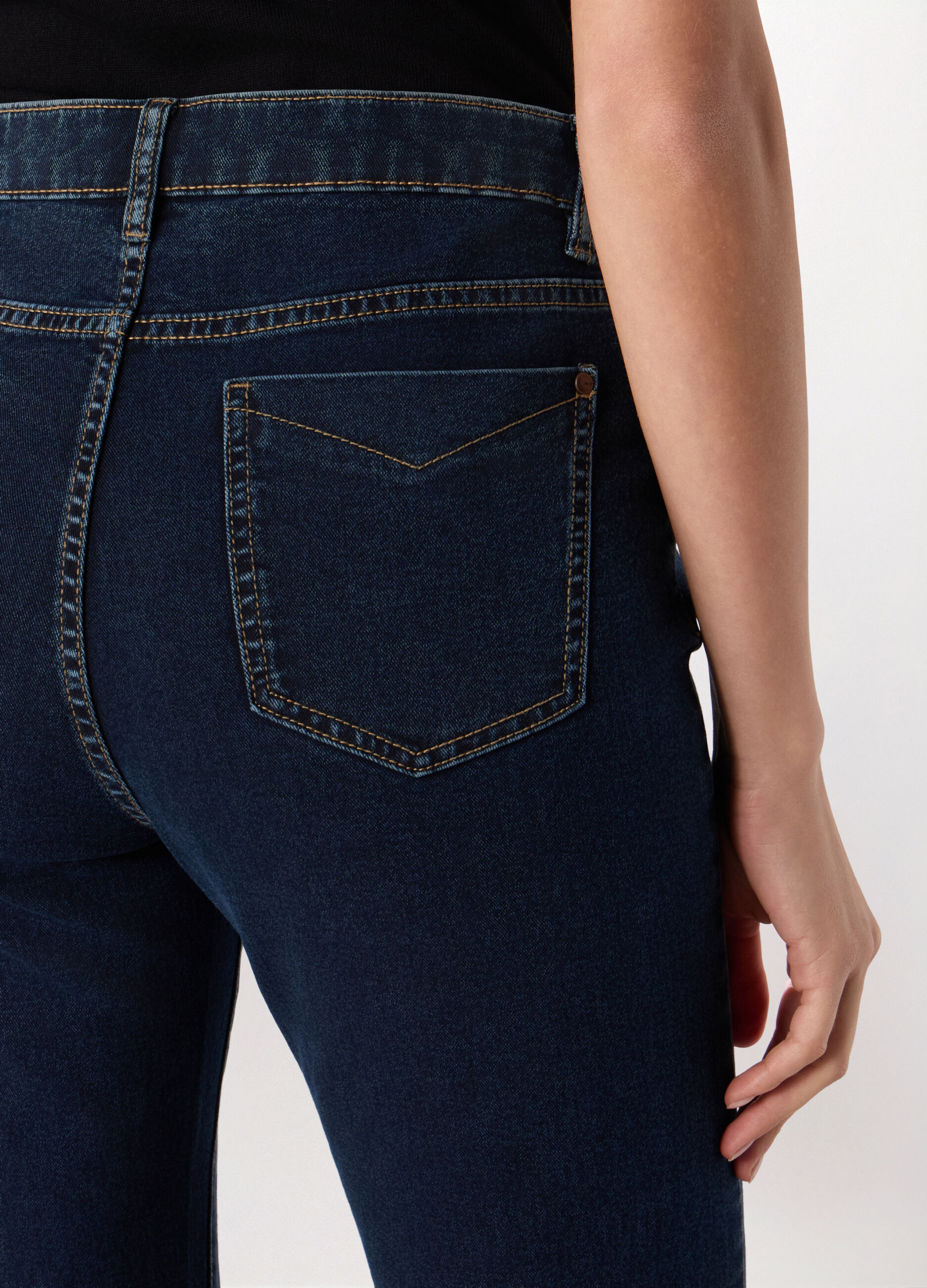 Pantaloni in denim misto cotone donna_2
