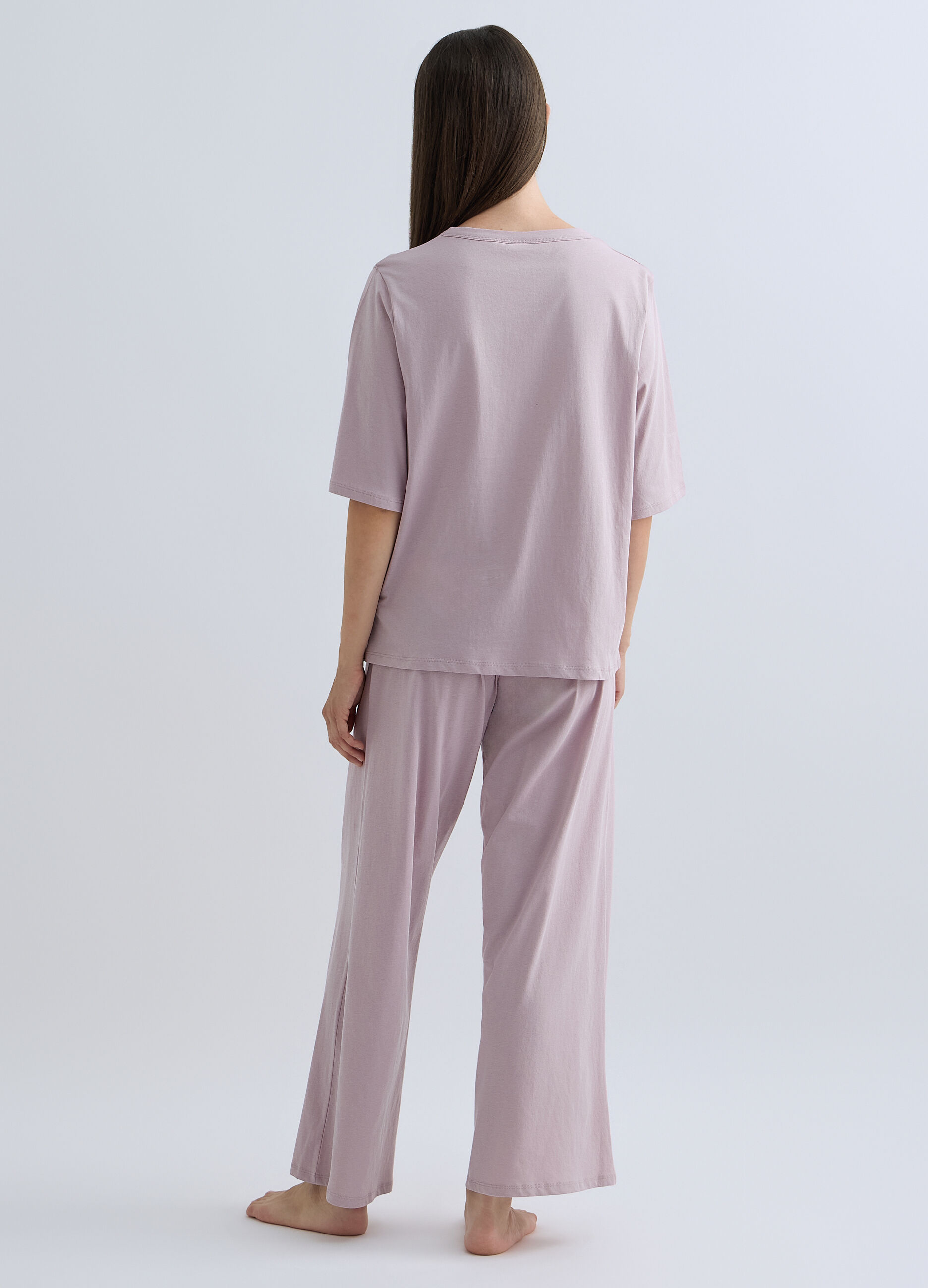 Pigiama lungo in cotone misto viscosa donna_1