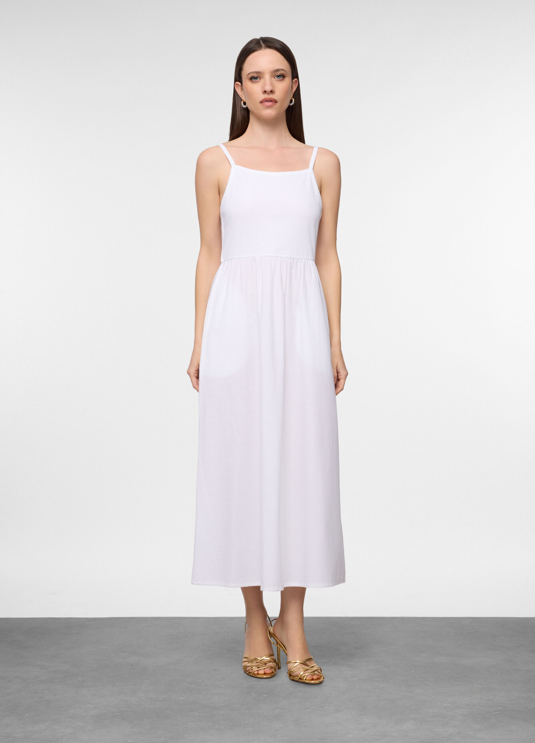 Abito lungo in popeline di puro donna_0