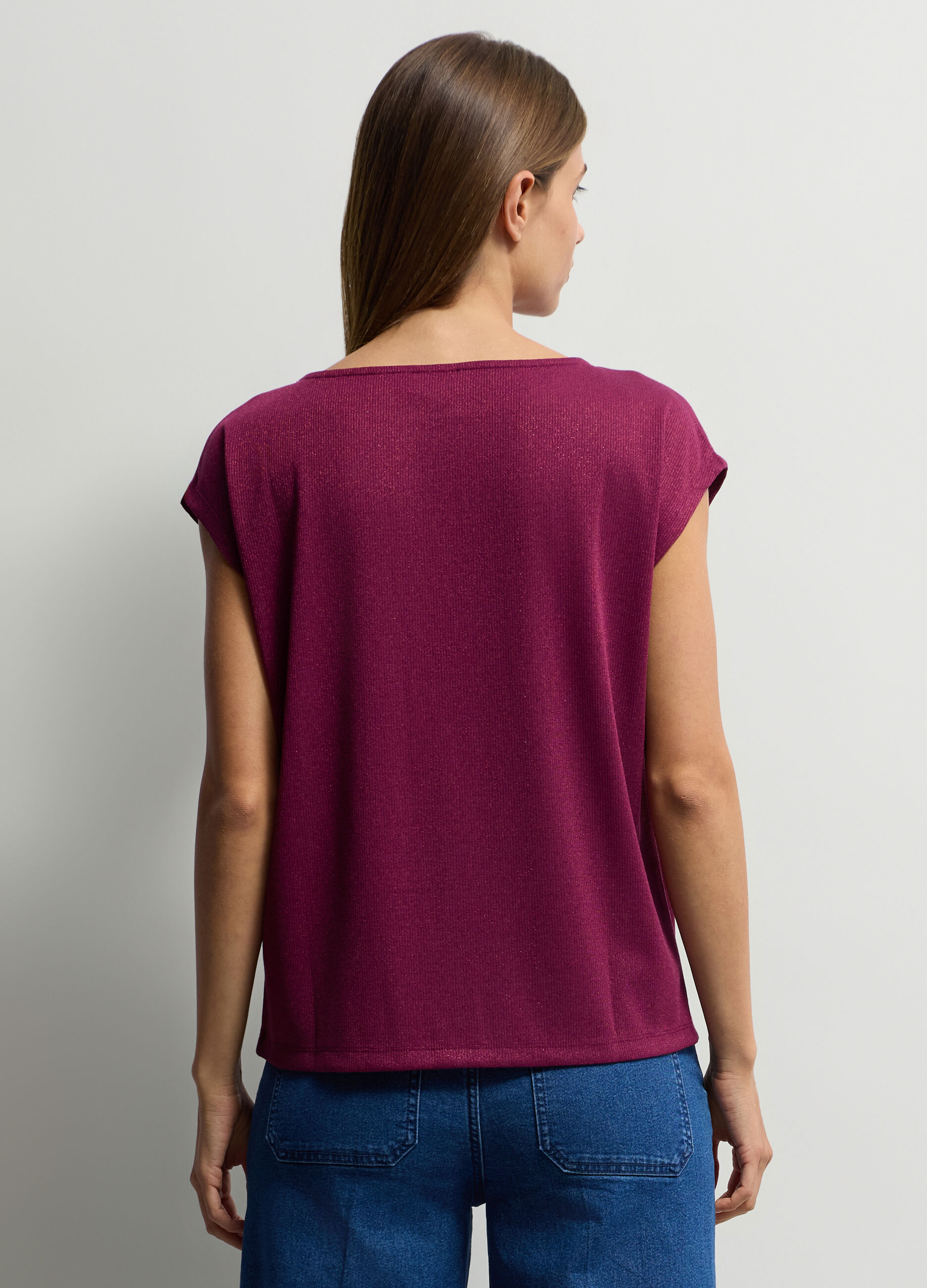 Top girocollo in costina stretch donna_1