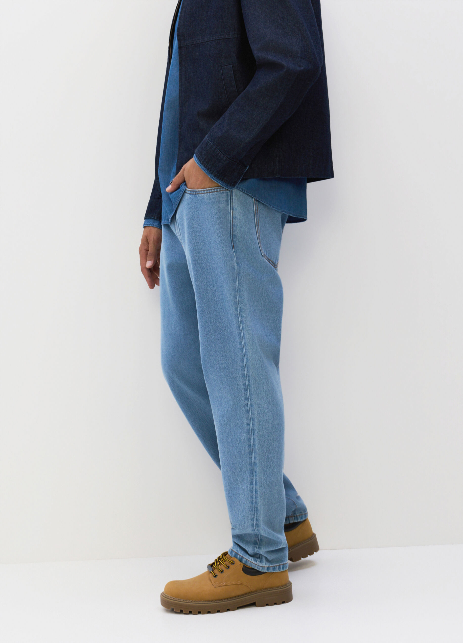 Jeans slim fit in denim di cotone uomo_4
