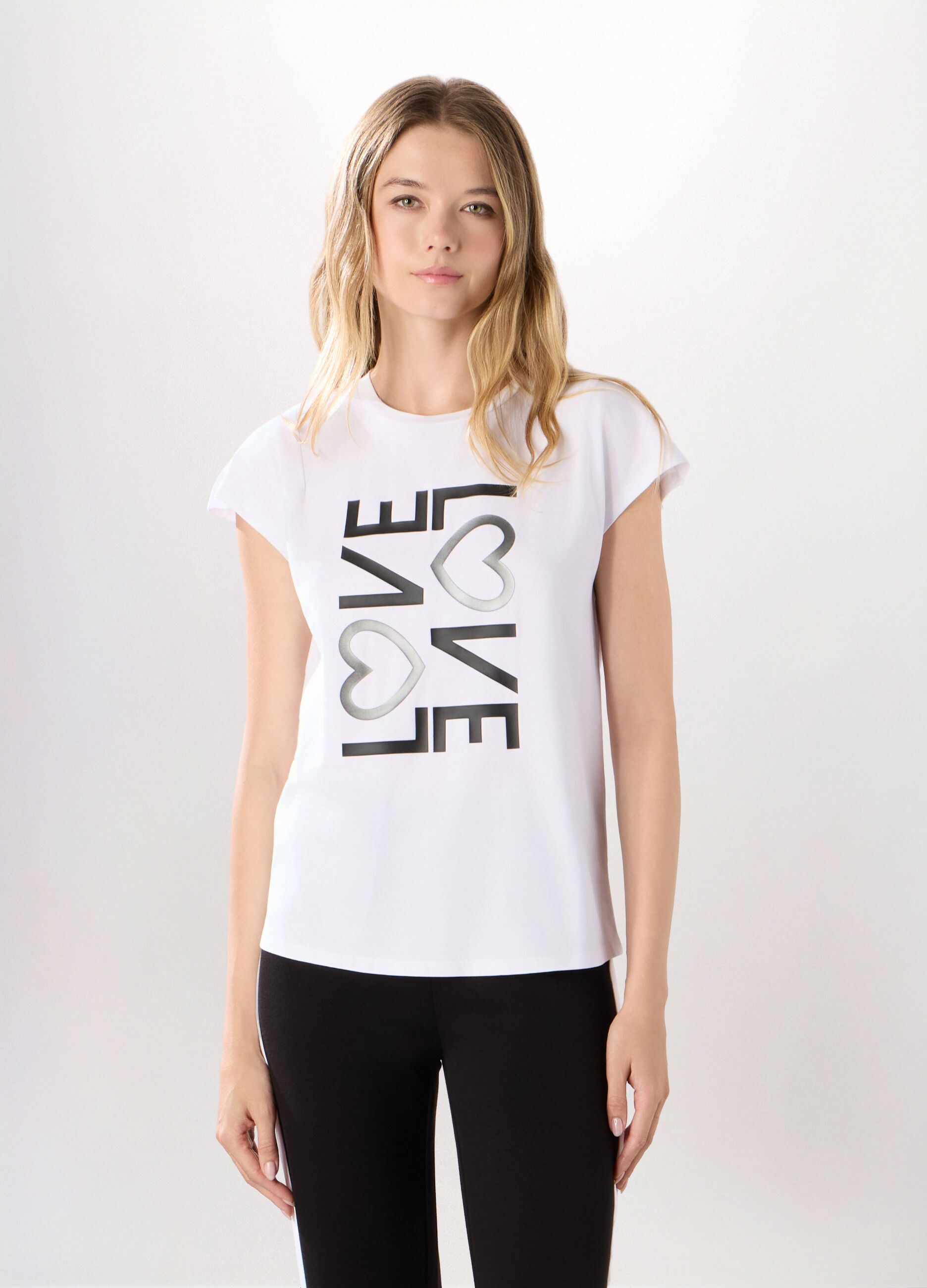 T-shirt in jersey di cotone stretch donna_0