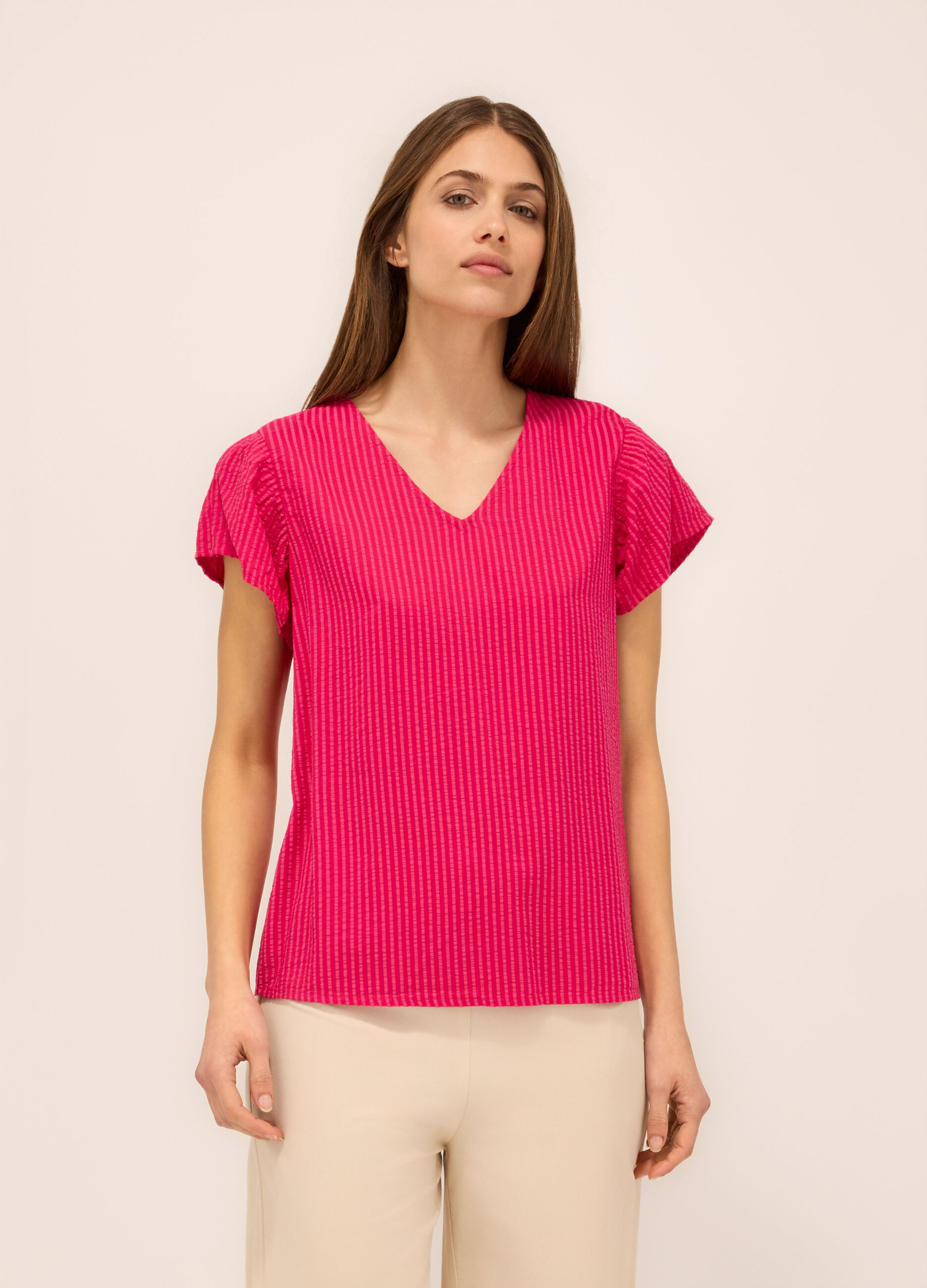 Blusa misto cotone seersucker donna_0