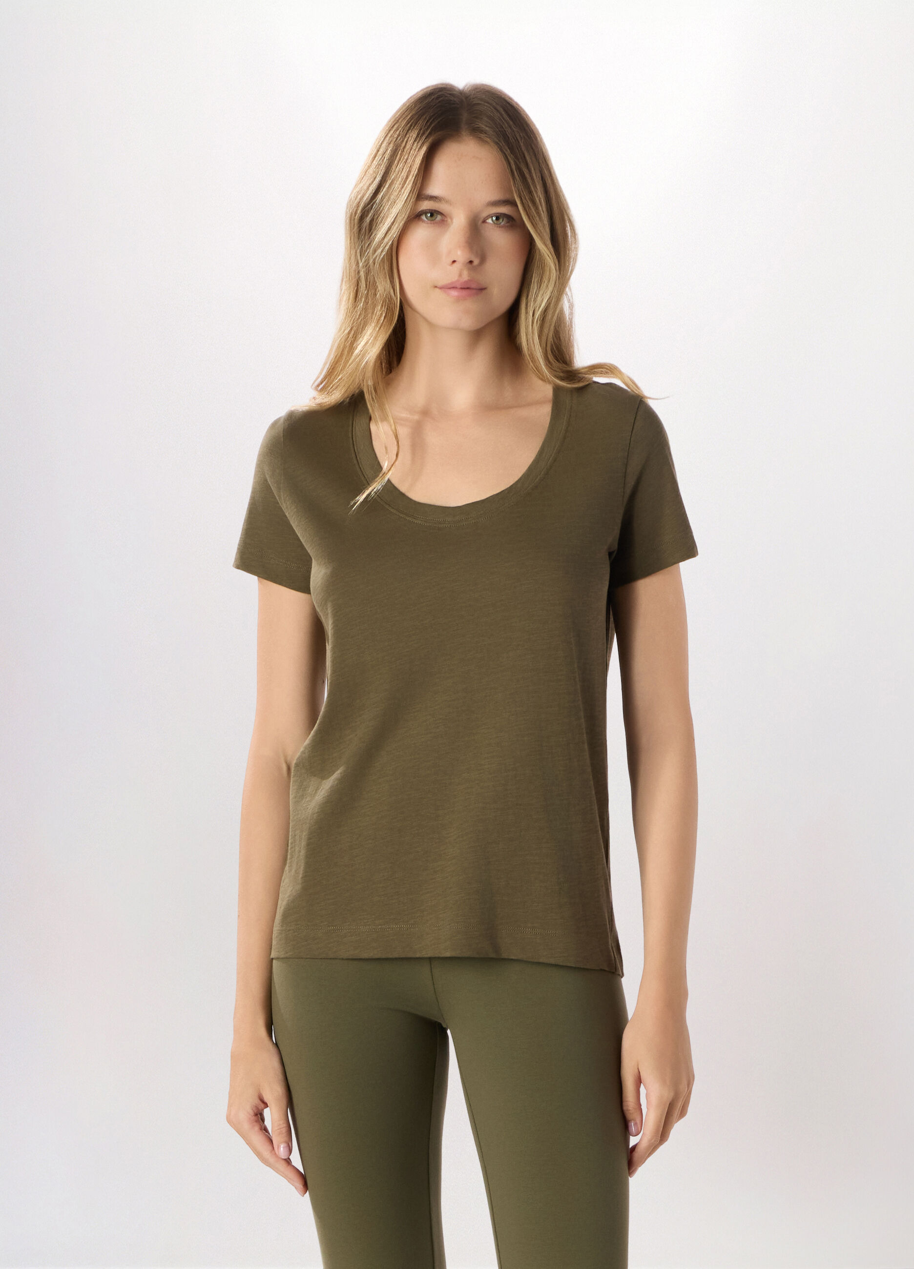 T-shirt in jersey slub di puro cotone Holistic fitness donna_0