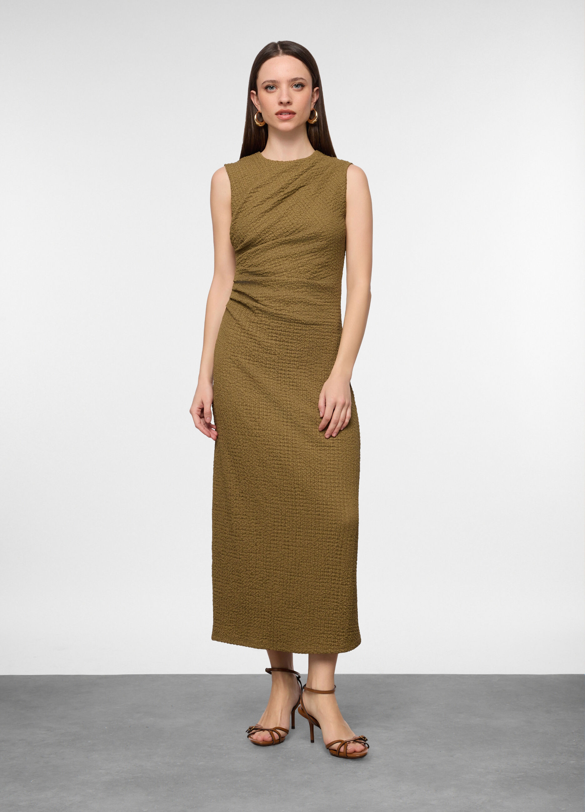 Abito lungo crepe fitted donna_0