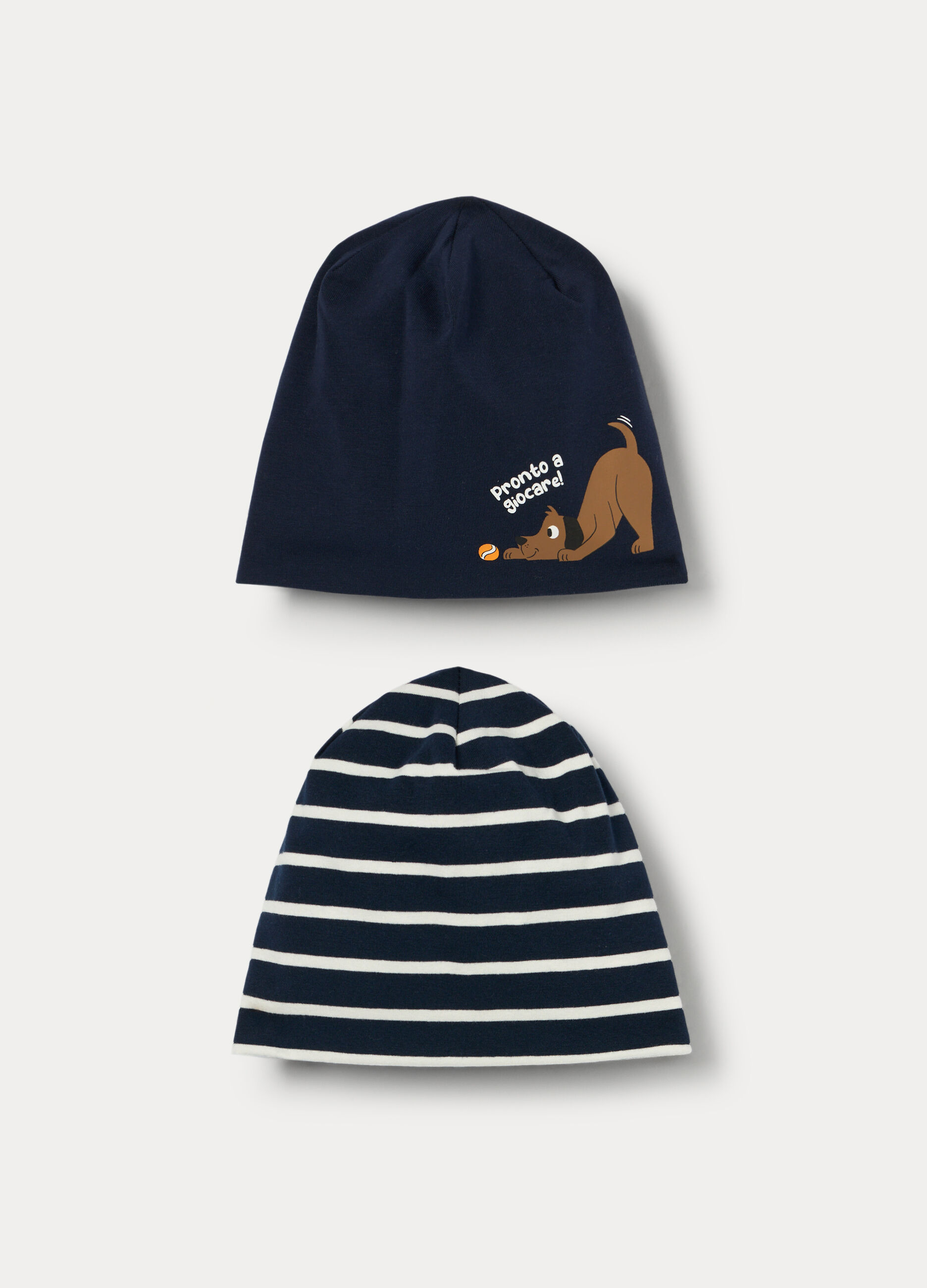 Pack 2 berretti in jersey di cotone stretch _0