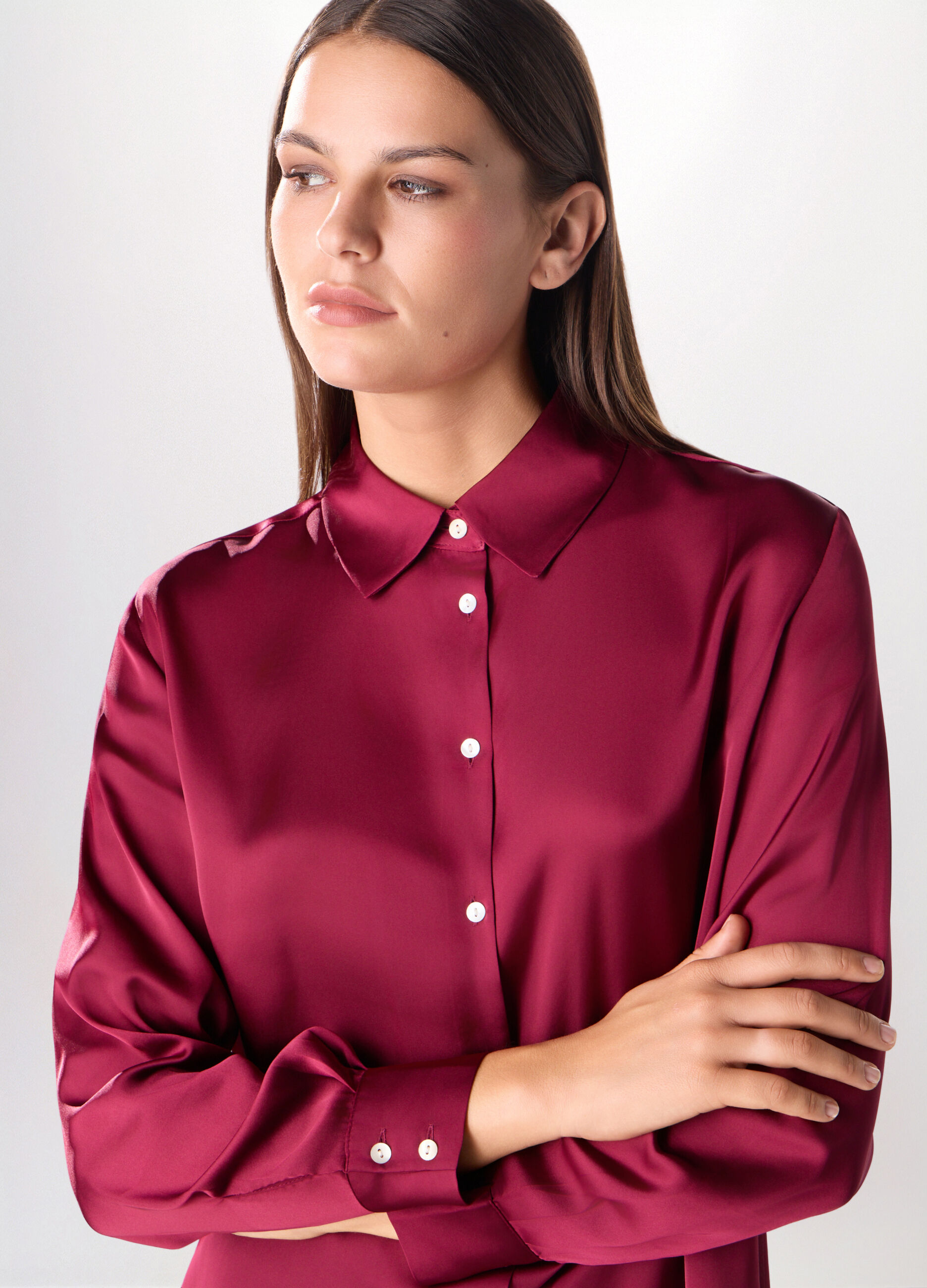 Camicia in raso a maniche lunghe donna_2
