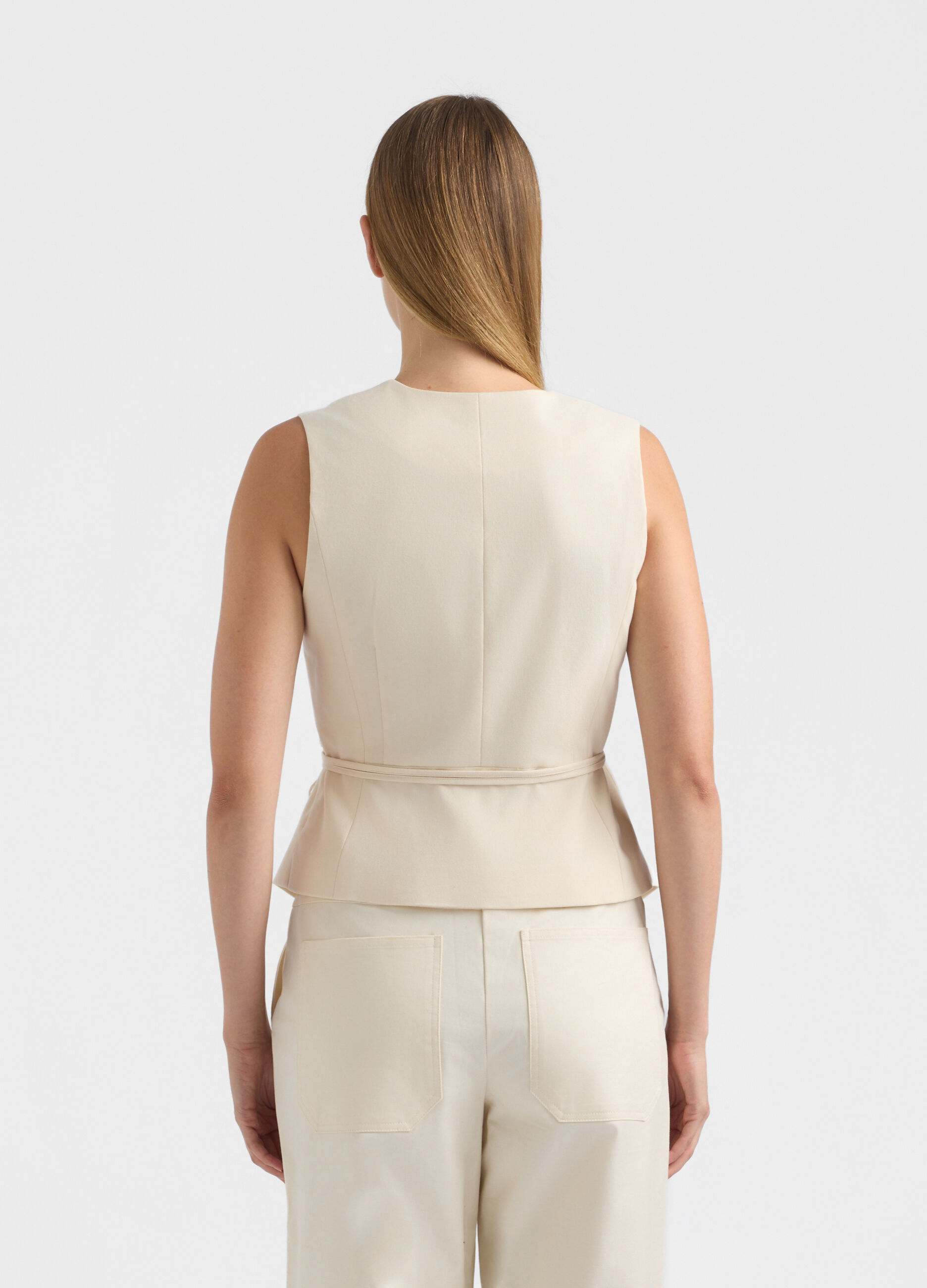 Gilet incrociato Slim Fit in twill misto viscosa donna_2