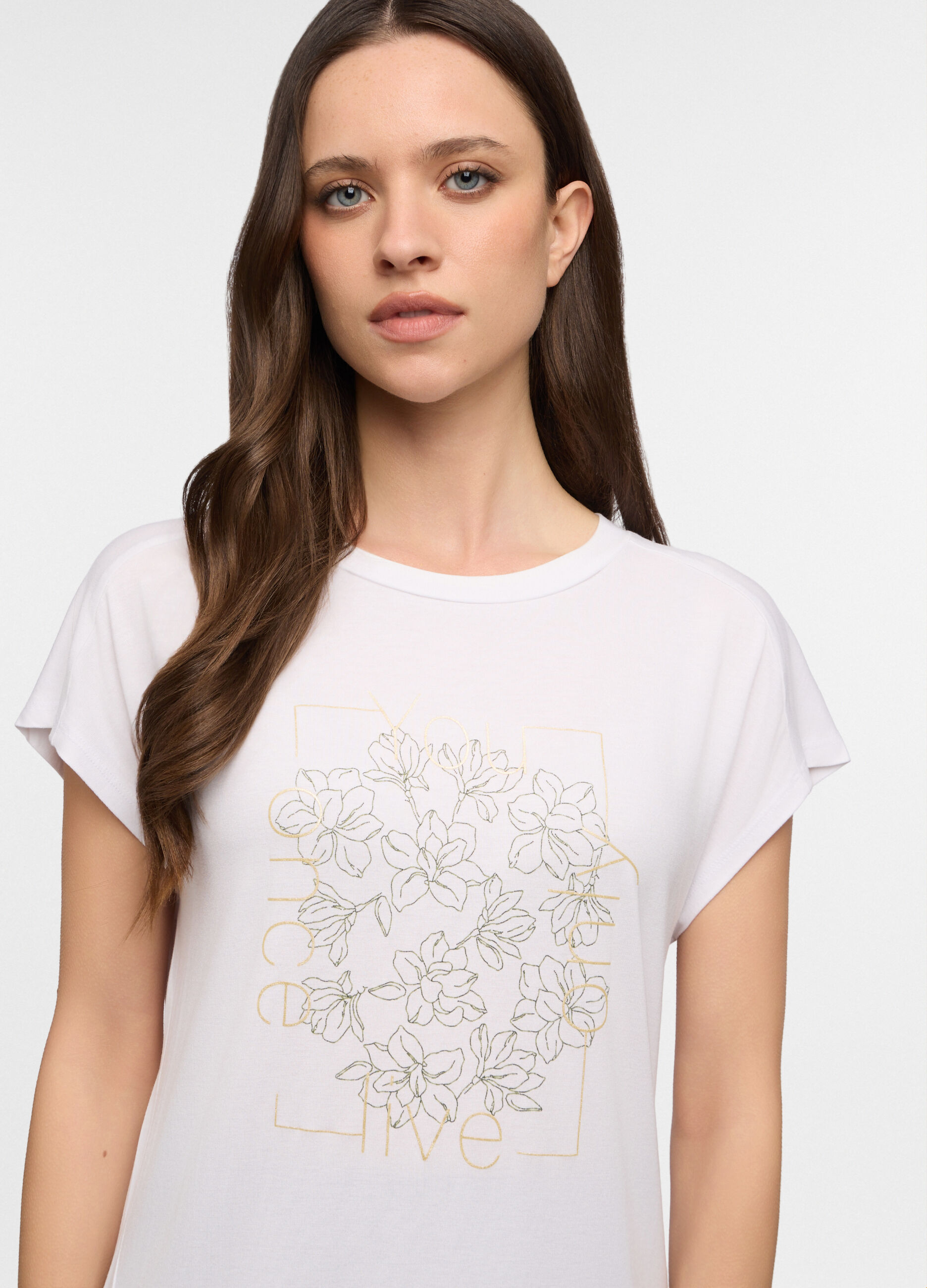 T-shirt fit over girocollo stretch donna_2