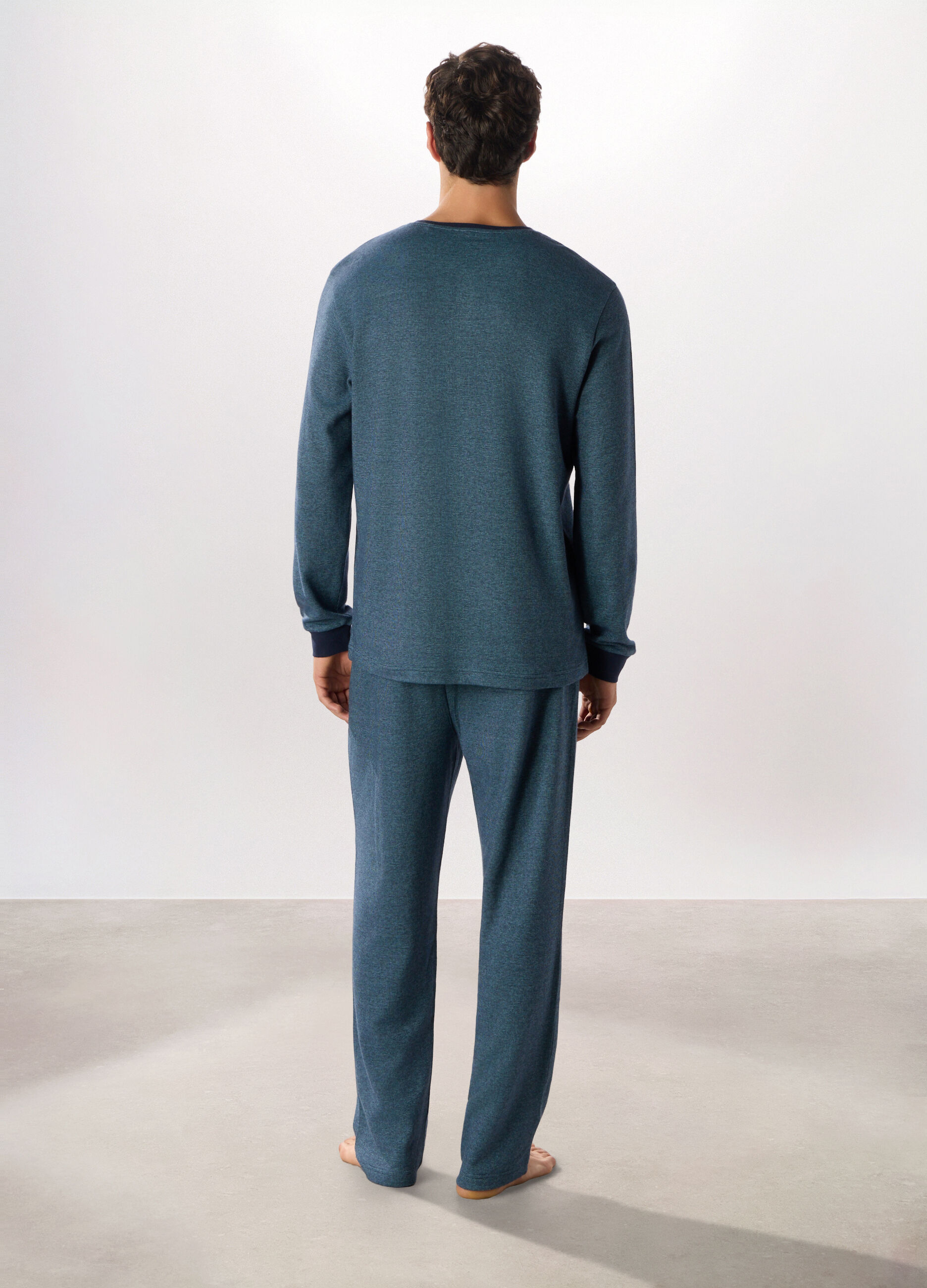 Pigiama lungo in puro cotone uomo_1