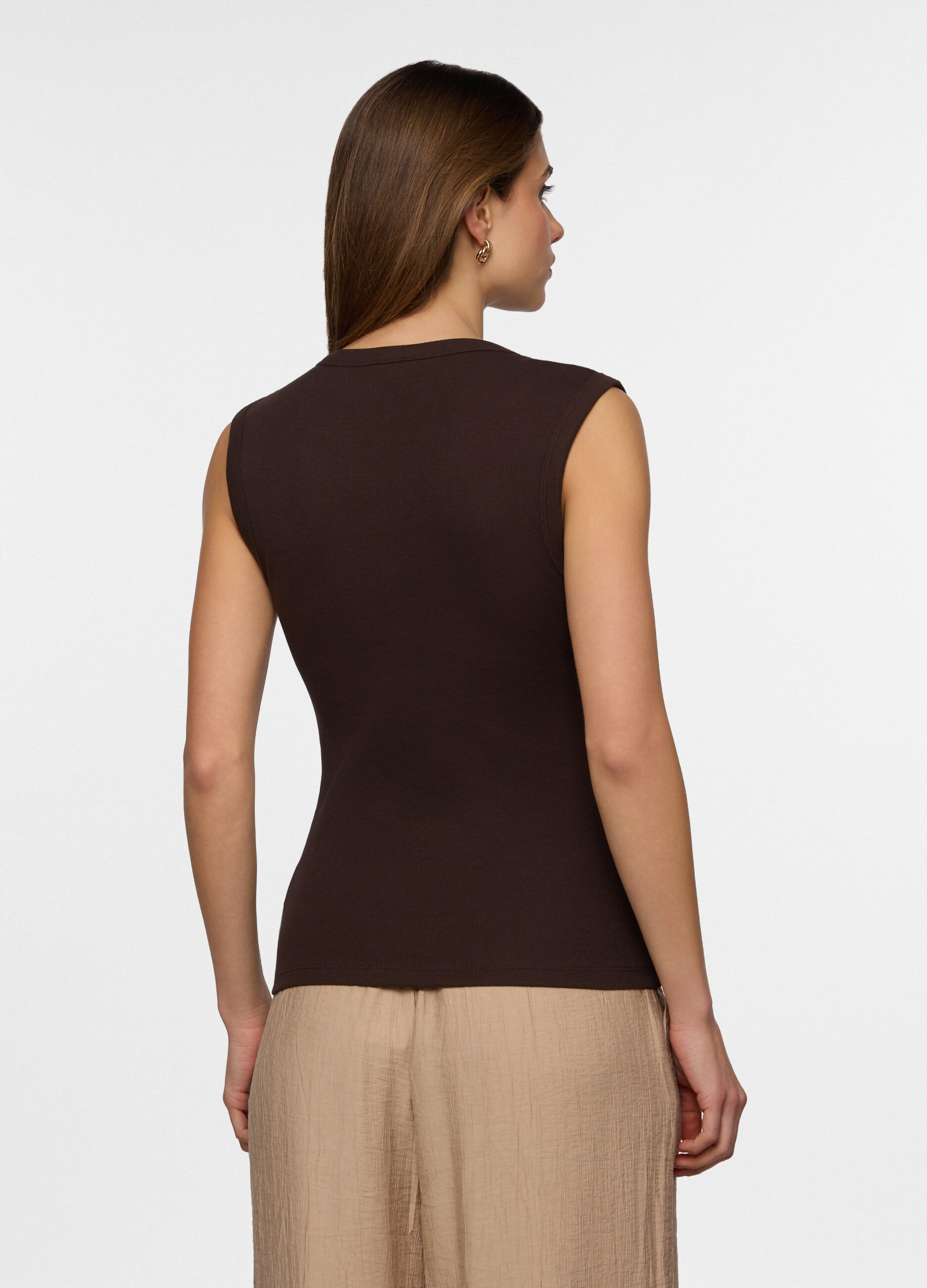 Canotta in costina di cotone stretch donna_1