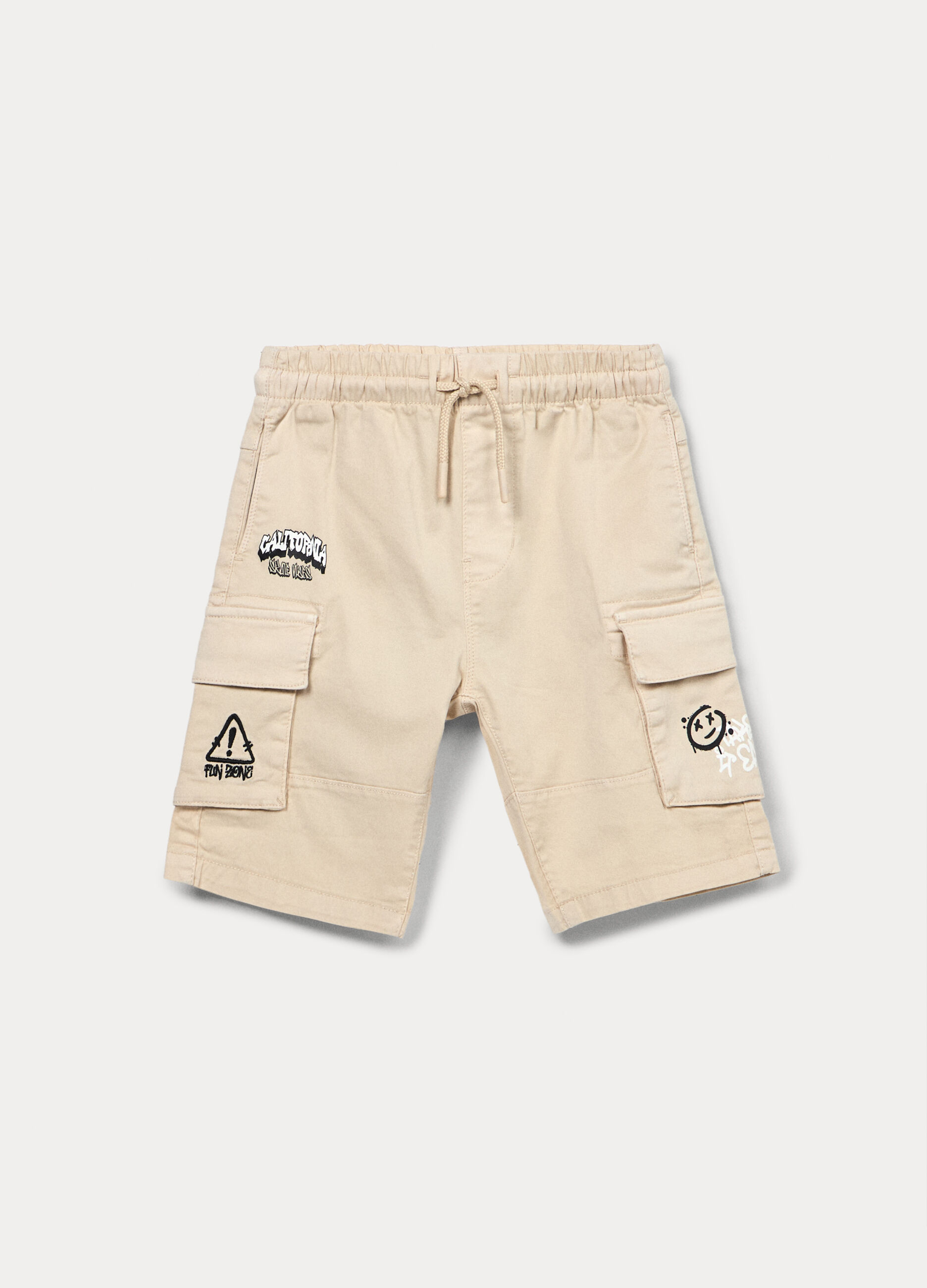 Bermuda cargo in twill di puro cotone bambino_0