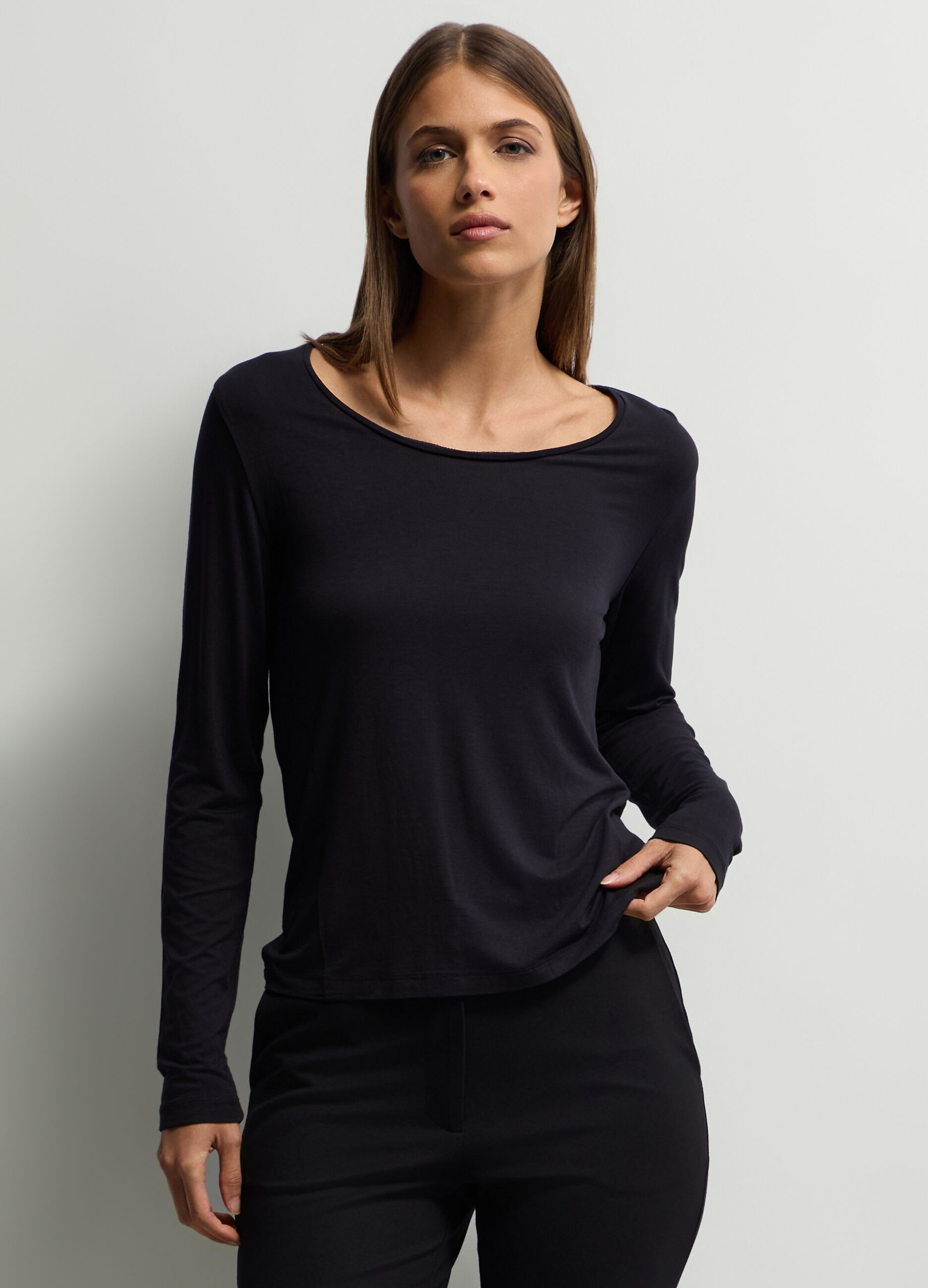 T-shirt girocollo stretch donna_0