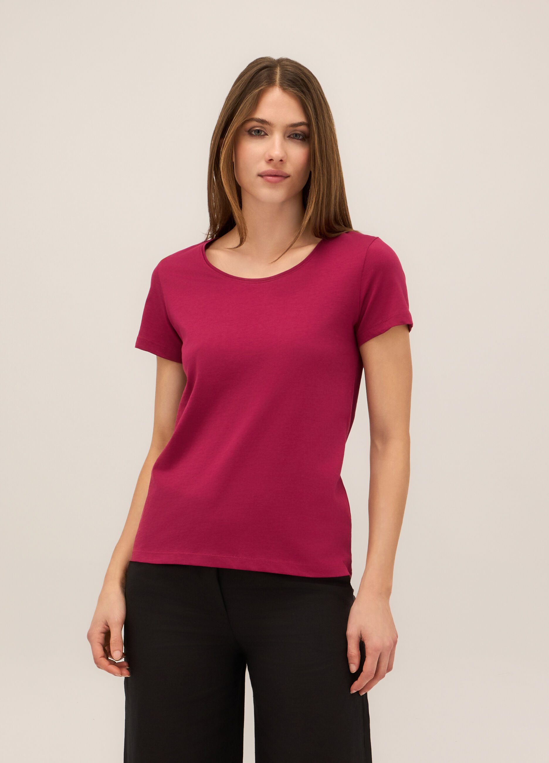 T-shirt in jersey di puro cotone donna_0
