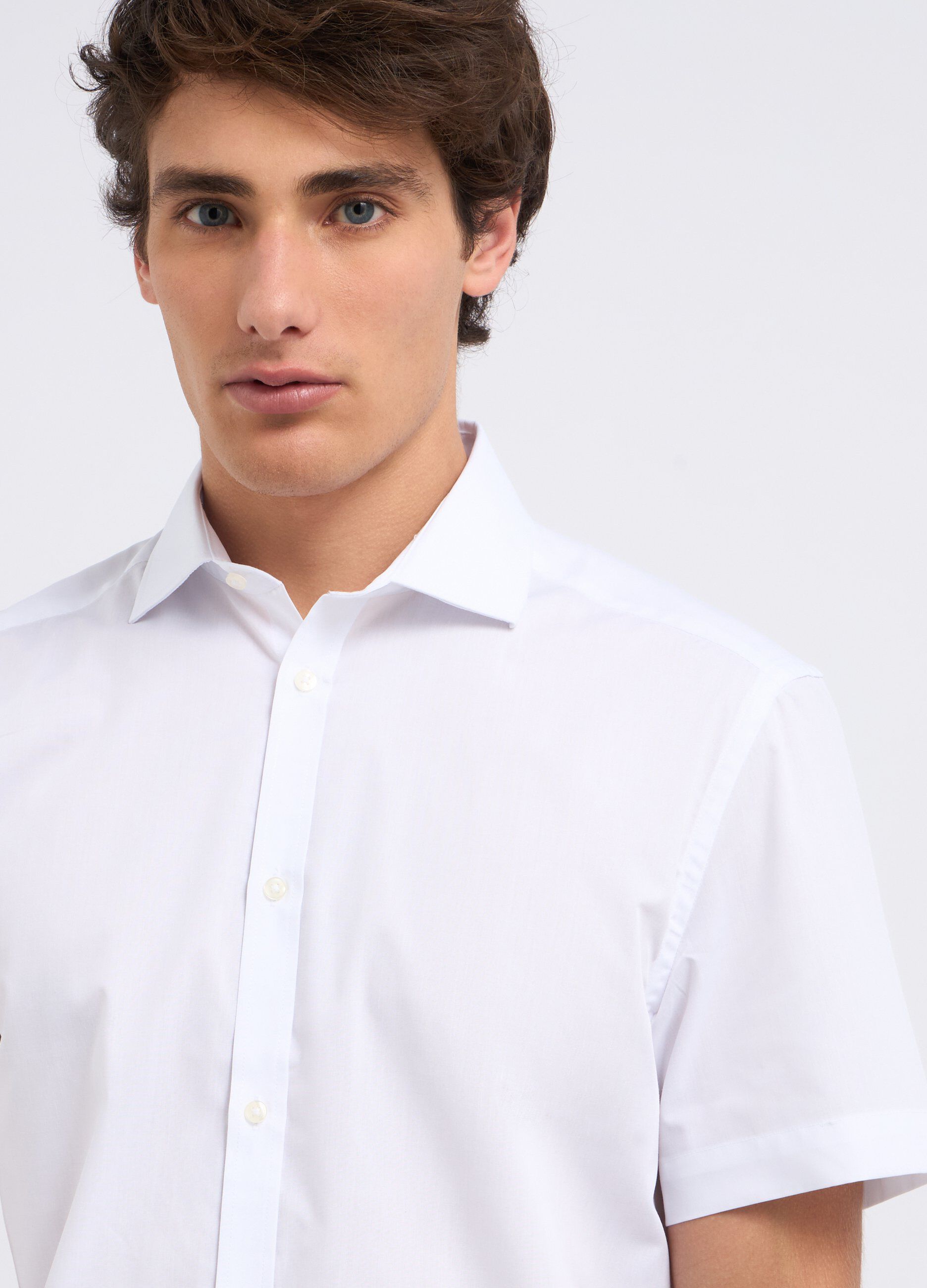Camicia a maniche corte in misto cotone uomo_2