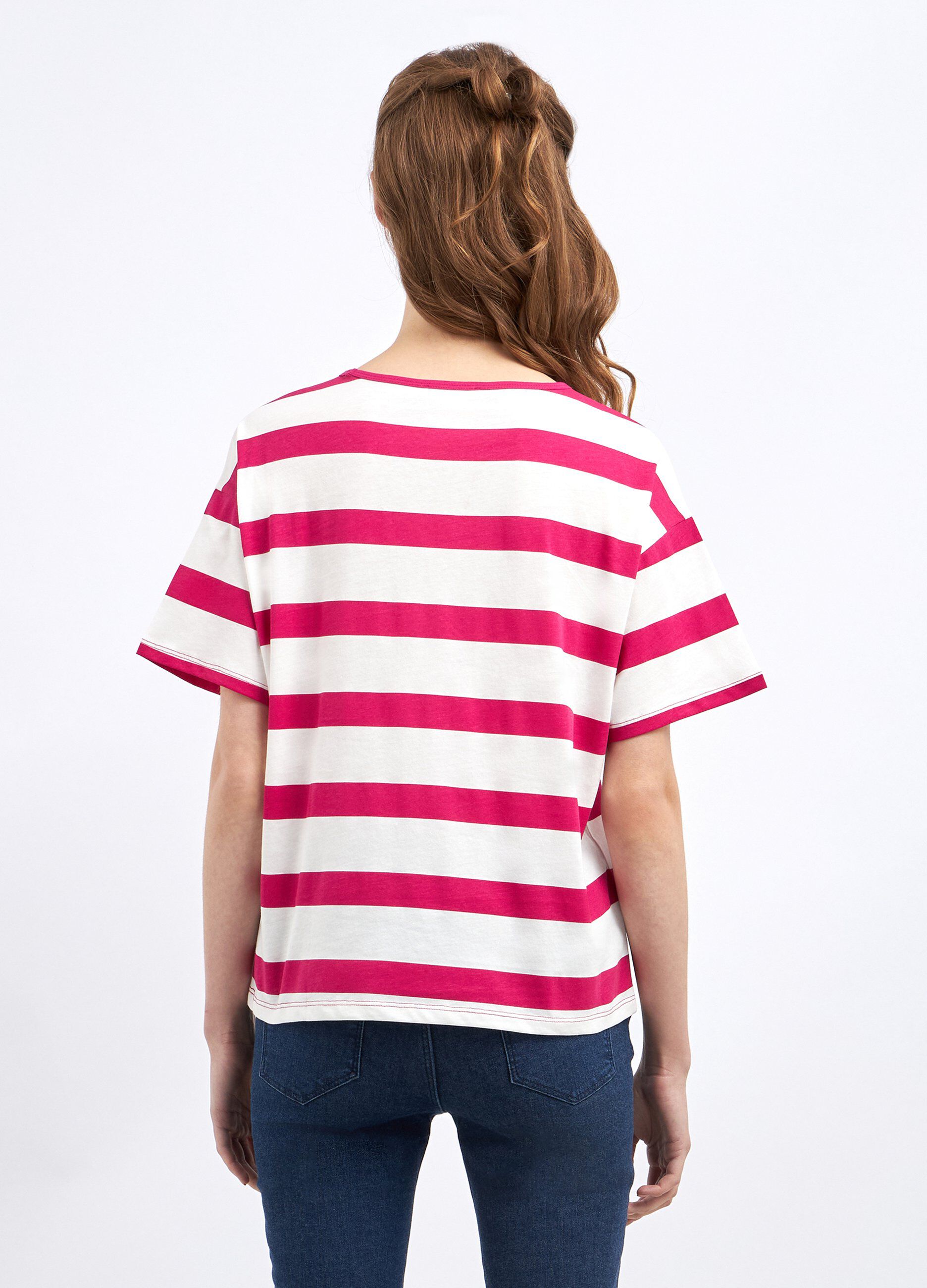 T-shirt in puro jersey di cotone a righe donna_1