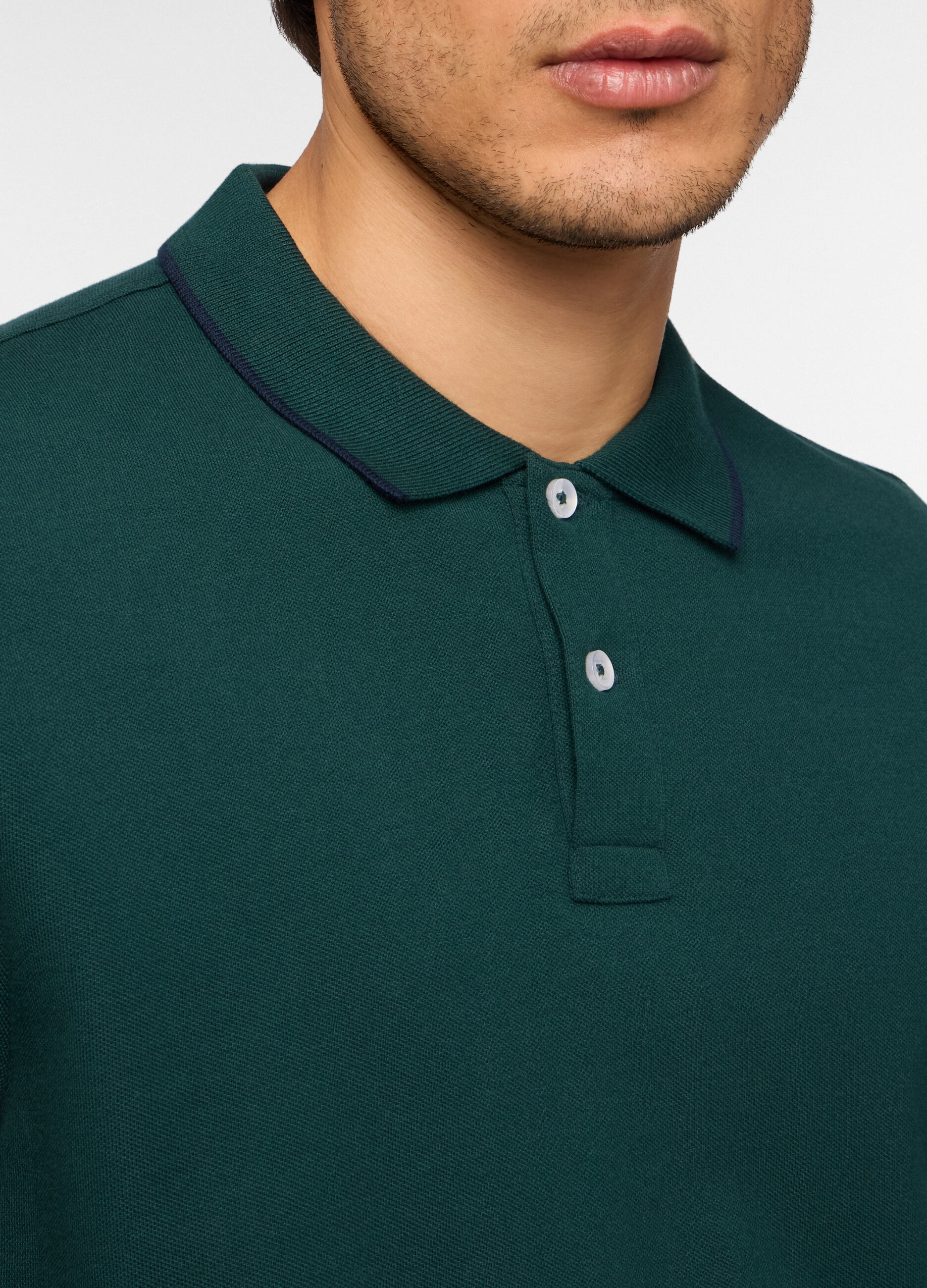 Polo a maniche lunghe in piquet di cotone uomo_2