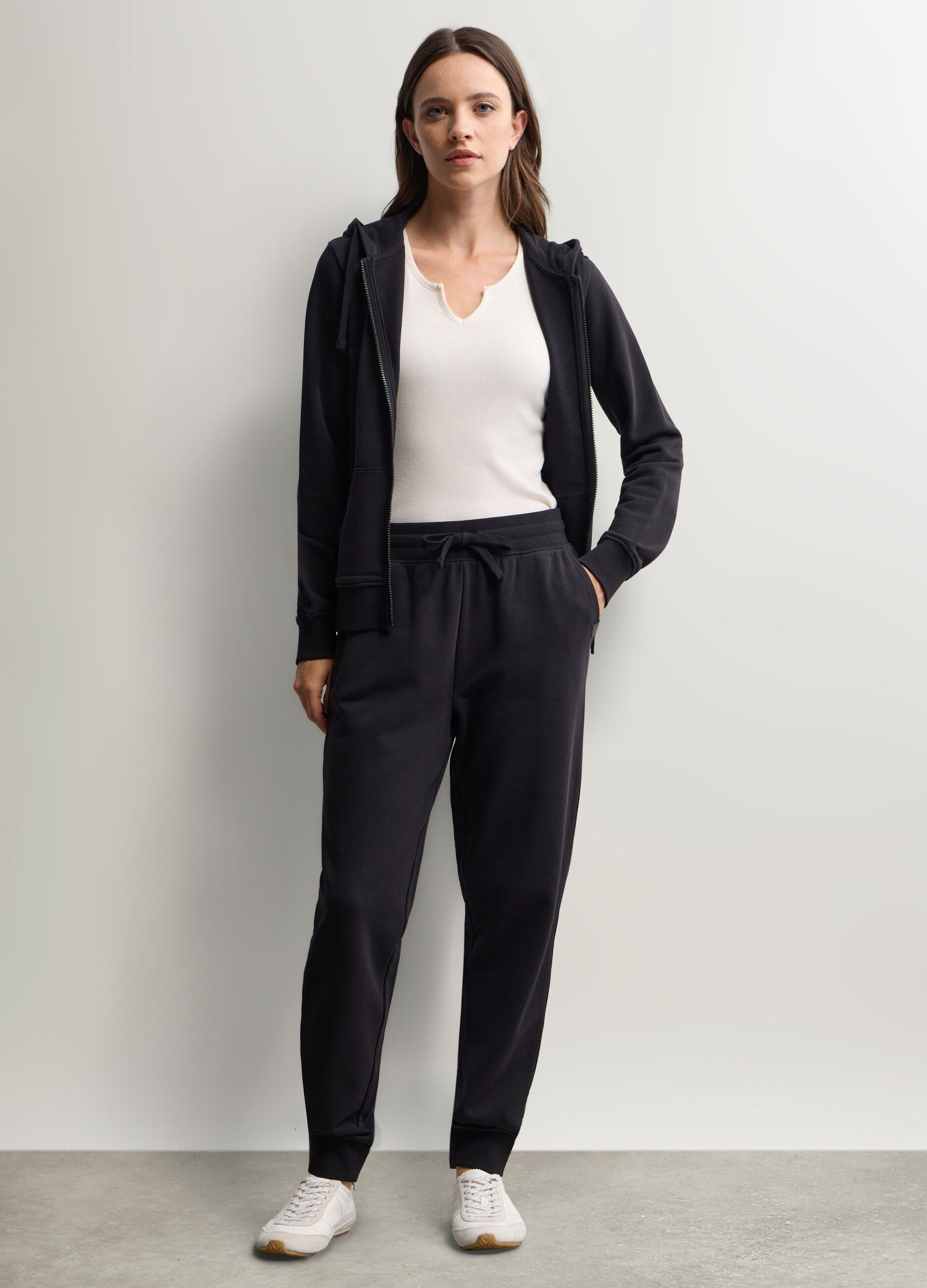 Jogger Fit Regular in misto cotone garzato stretch donna_0