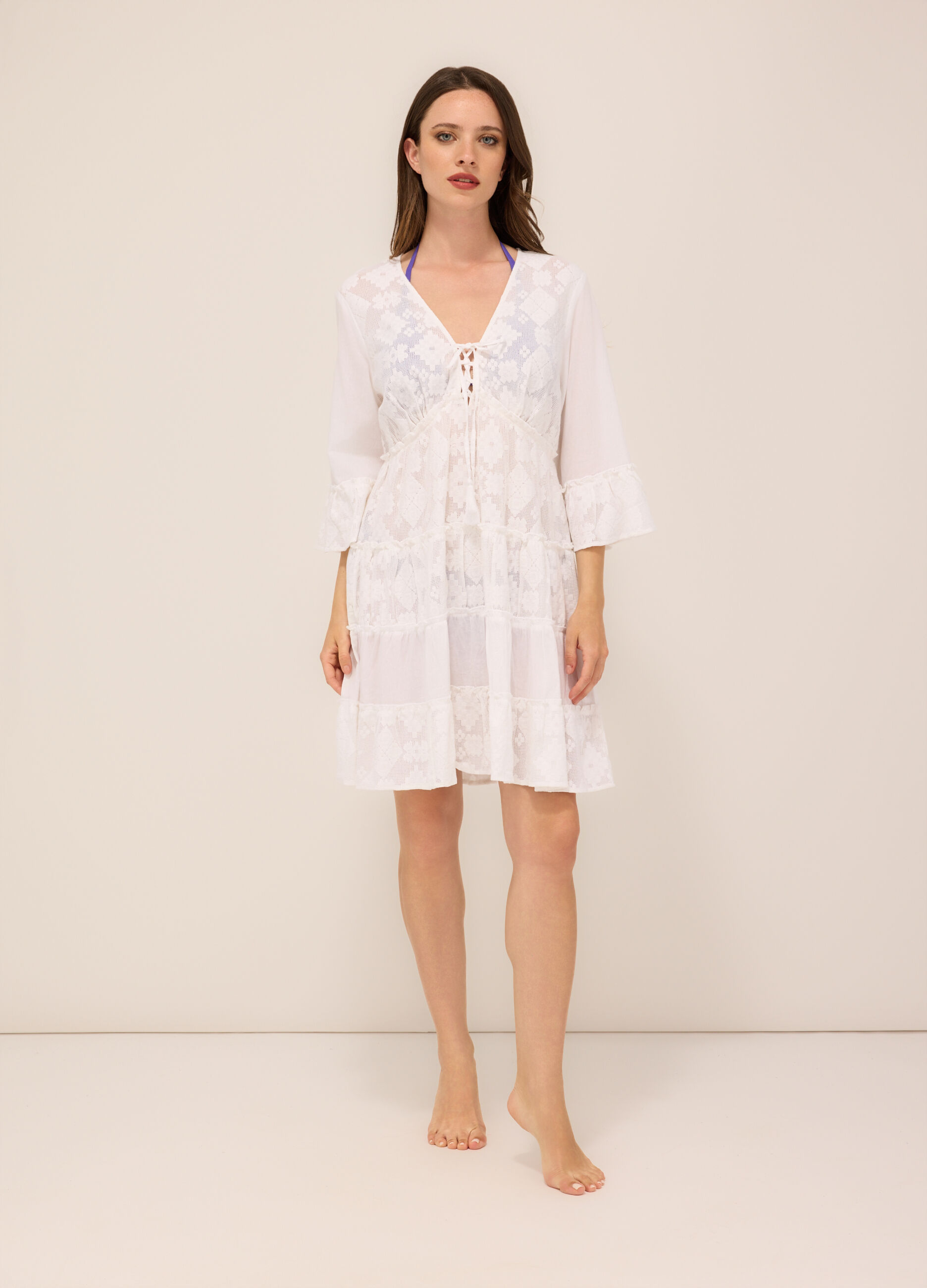 Copricostume a balze misto cotone donna_0