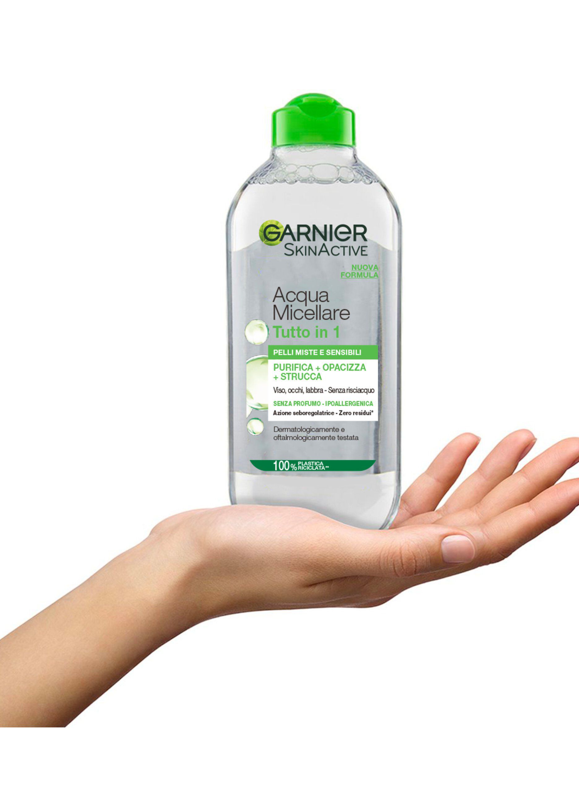 Garnier Acqua Micellare Pelli Miste e Sensibili, Strucca, Purifica ed Opacizza la Pelle Senza Risciacquo, 400 ml._1