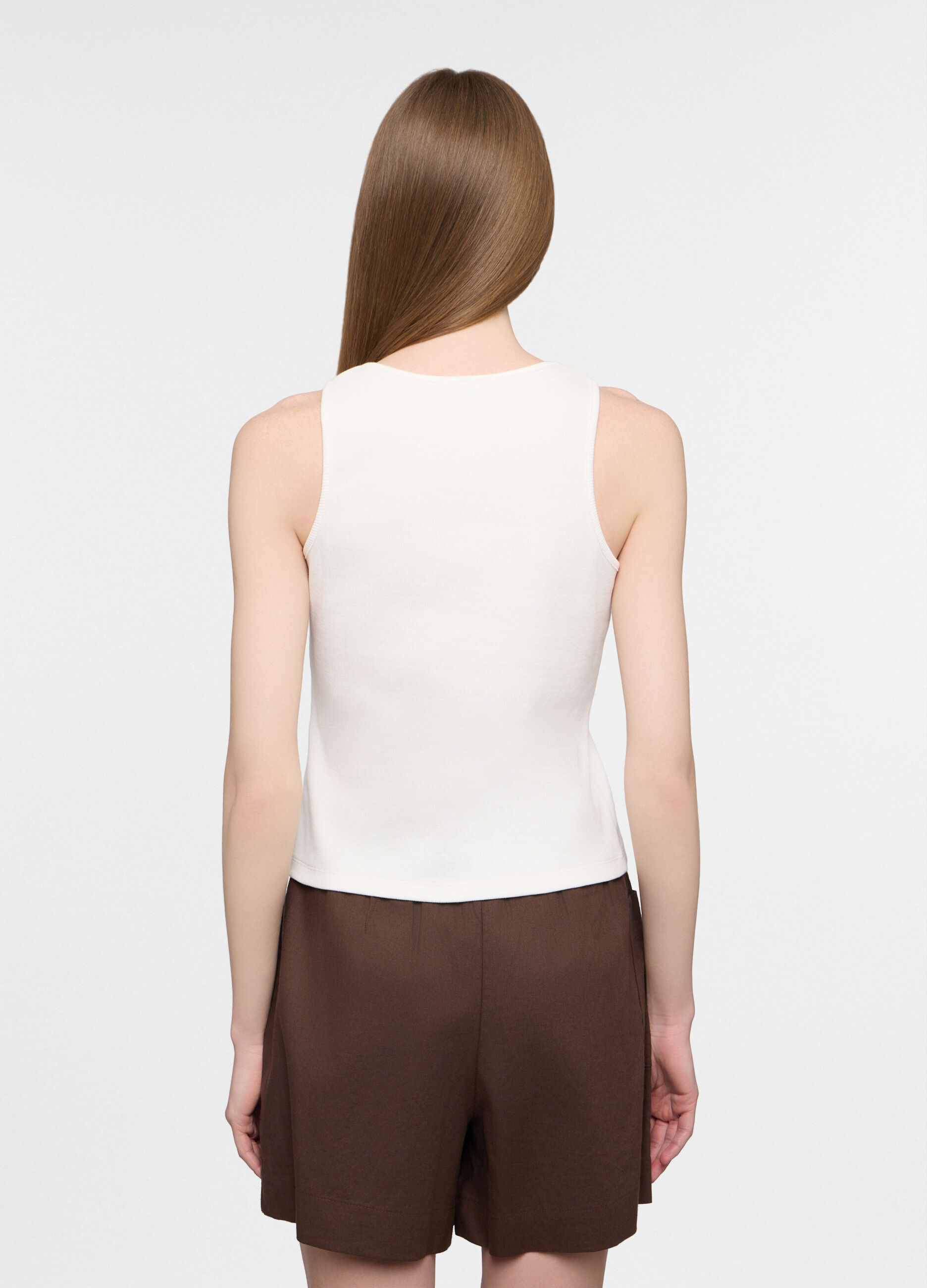 Canotta con scollo rotondo stretch donna_1