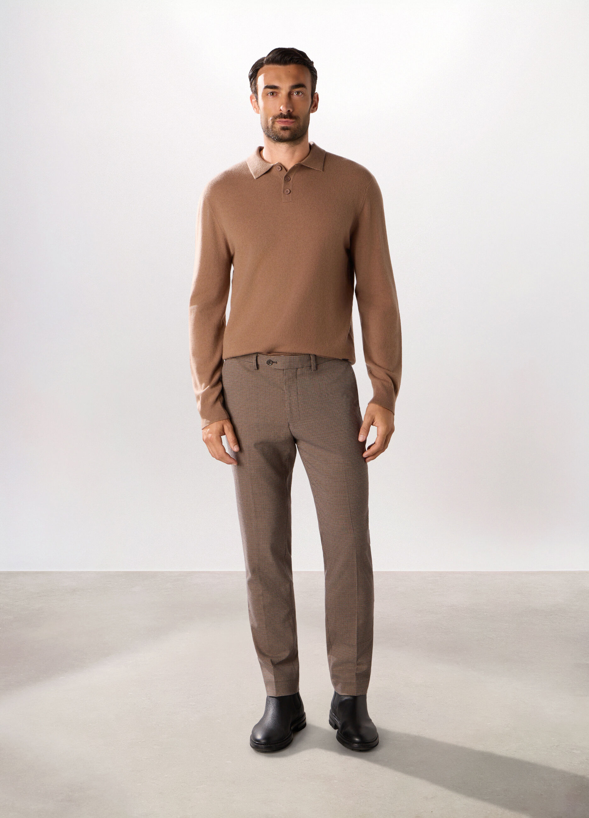 Pantalone slim con micromotivo uomo_0