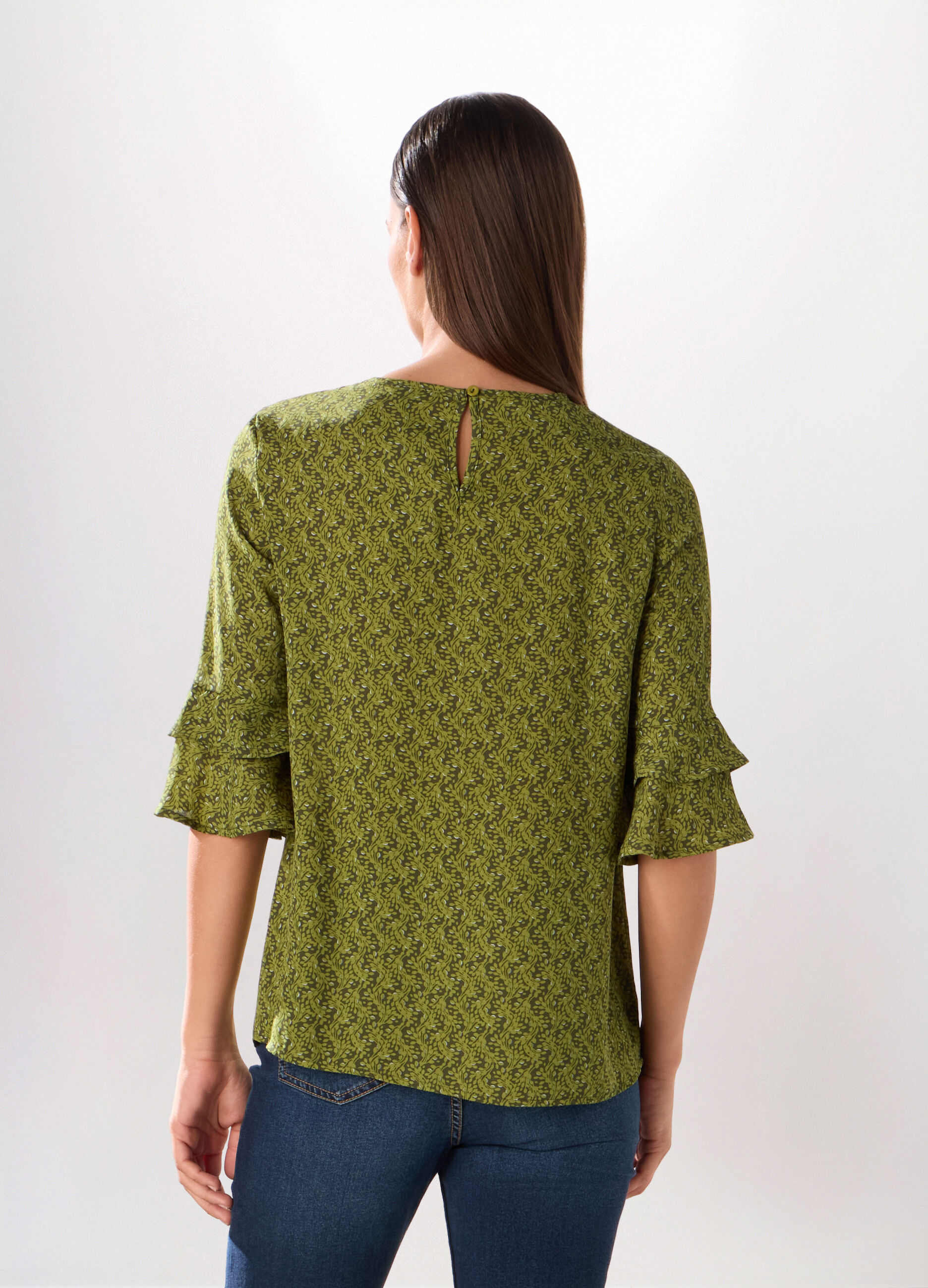 Blusa crepe con stampa donna_1