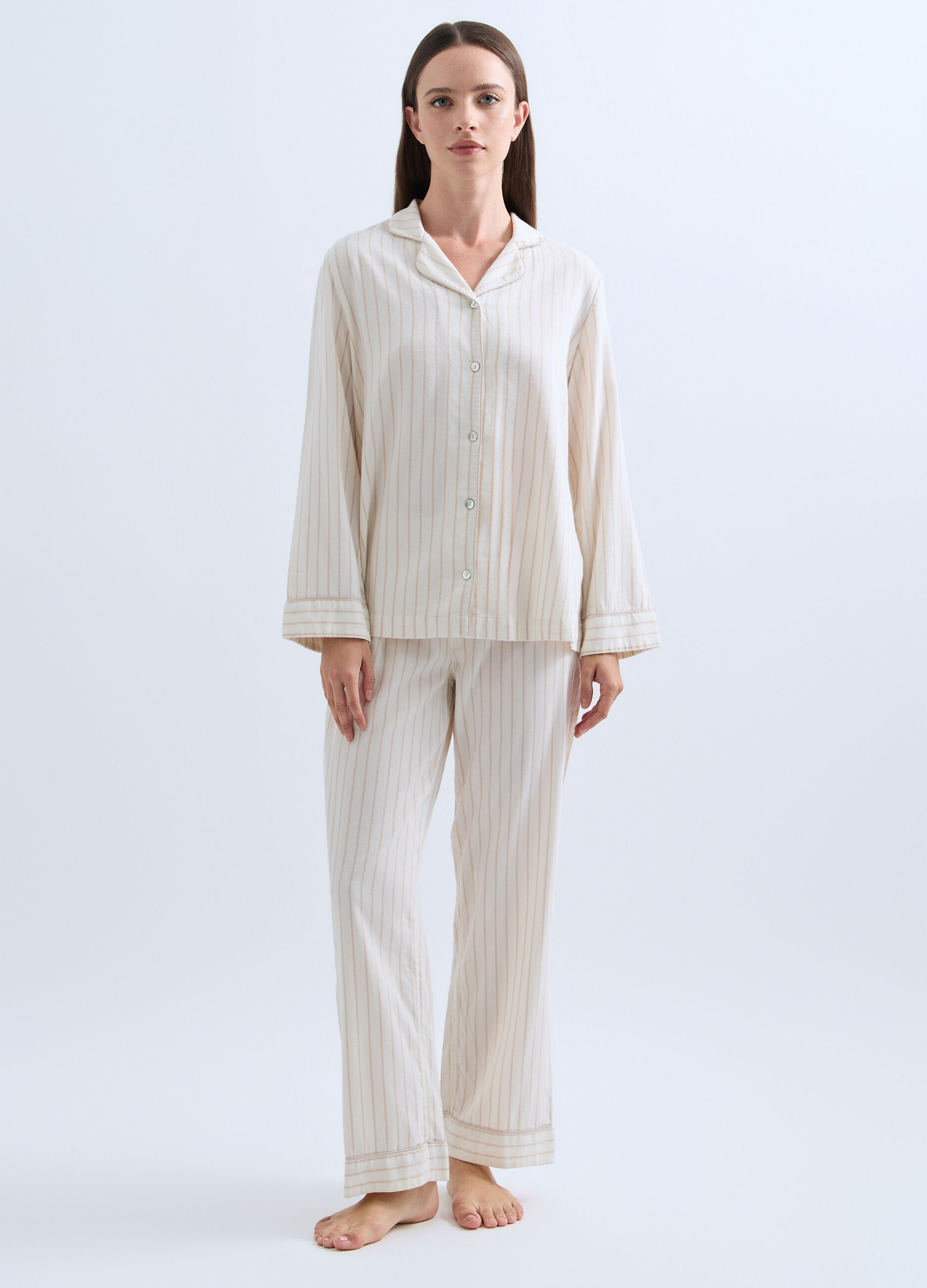 Set pigiama lungo in cotone misto moda donna_0