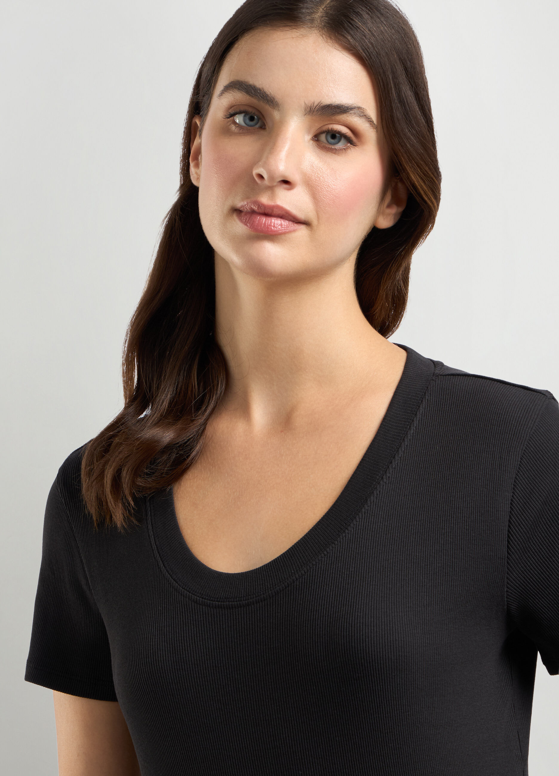 T-shirt in costina di puro cotone donna_2