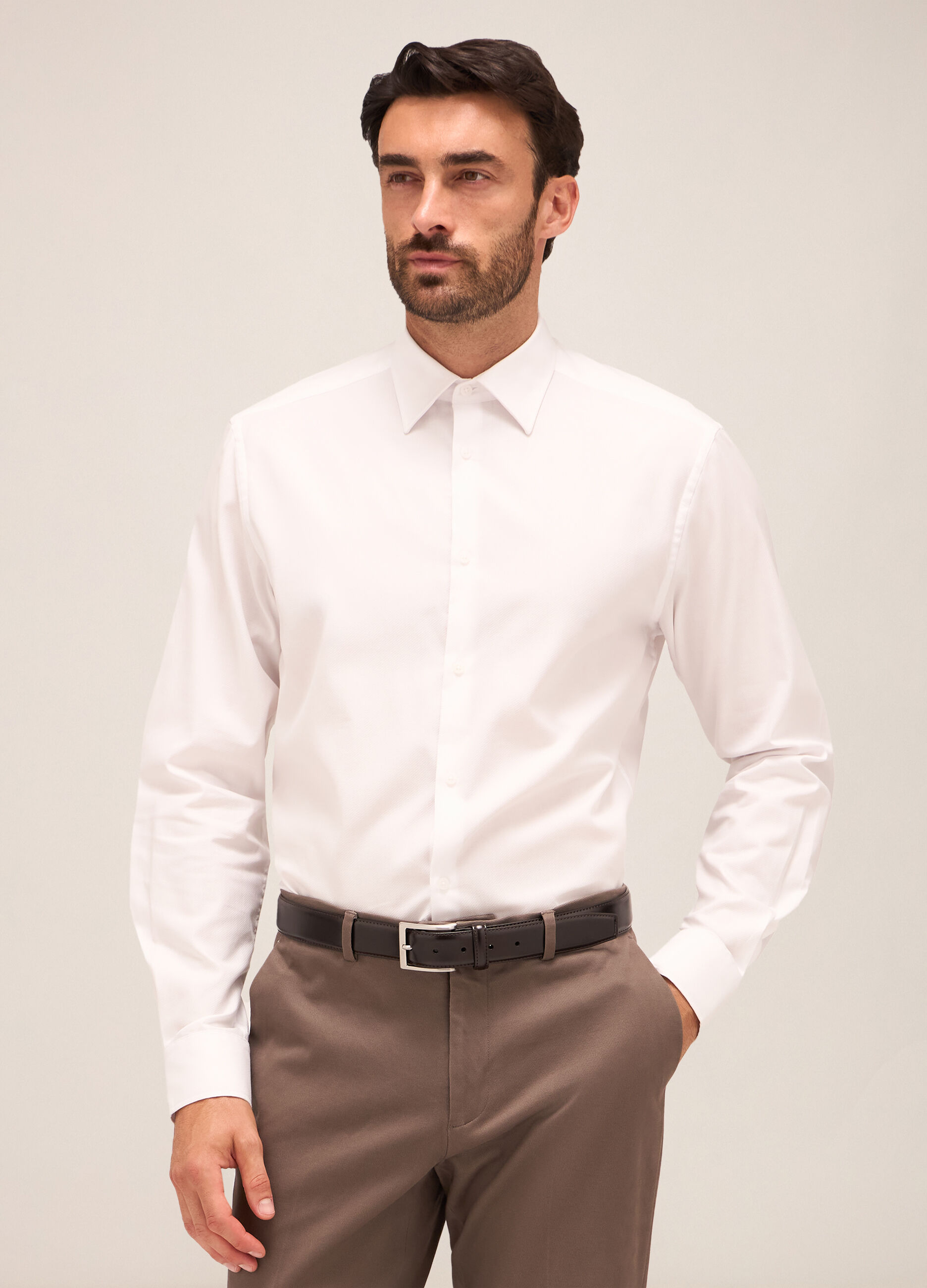 Camicia regular fit colletto italiano in cotone uomo