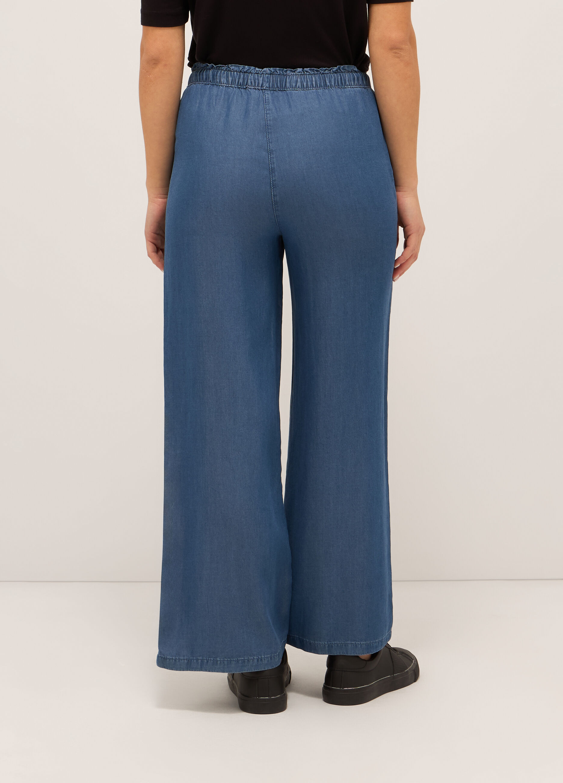 Pantaloni wide leg in pura lyocell donna_1