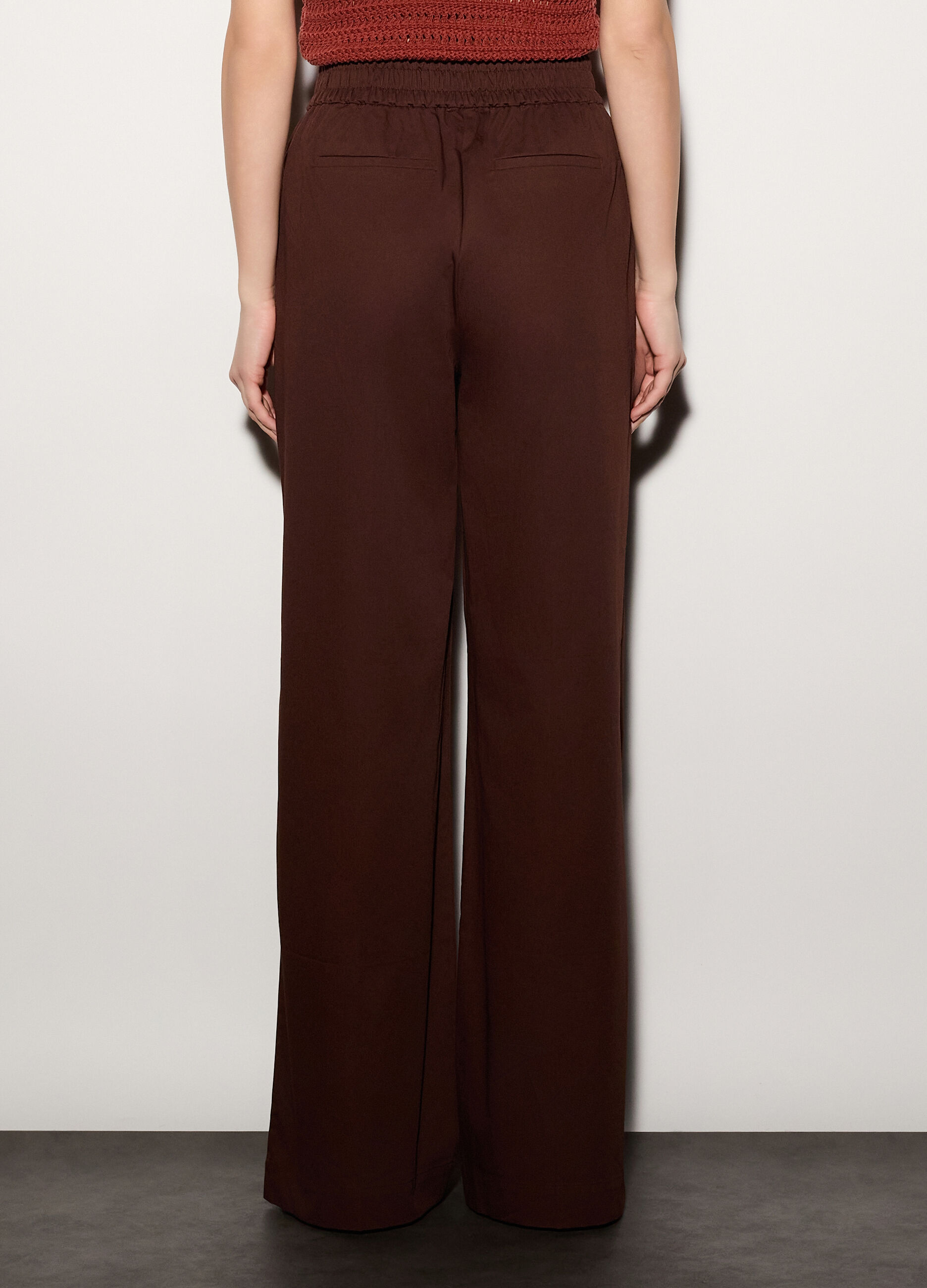 Pantaloni palazzo regular fit in puro cotone donna_2