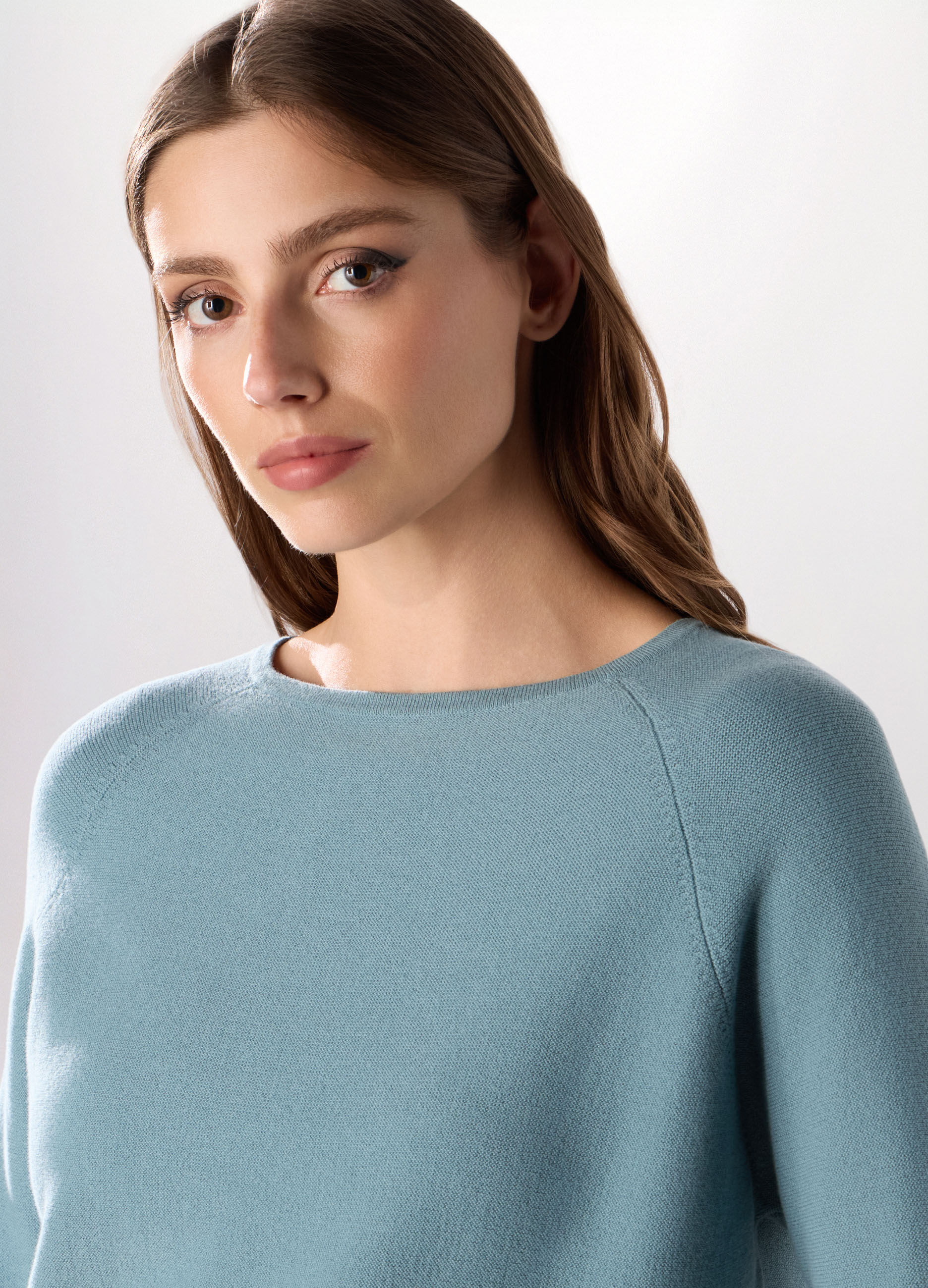 Pullover con manica a 3/4 in misto cotone donna_2