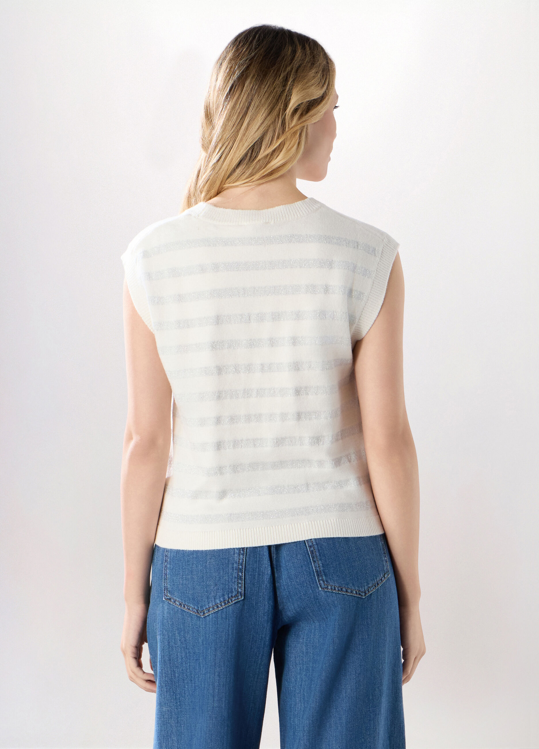 Tricot smanicato misto viscosa donna_1
