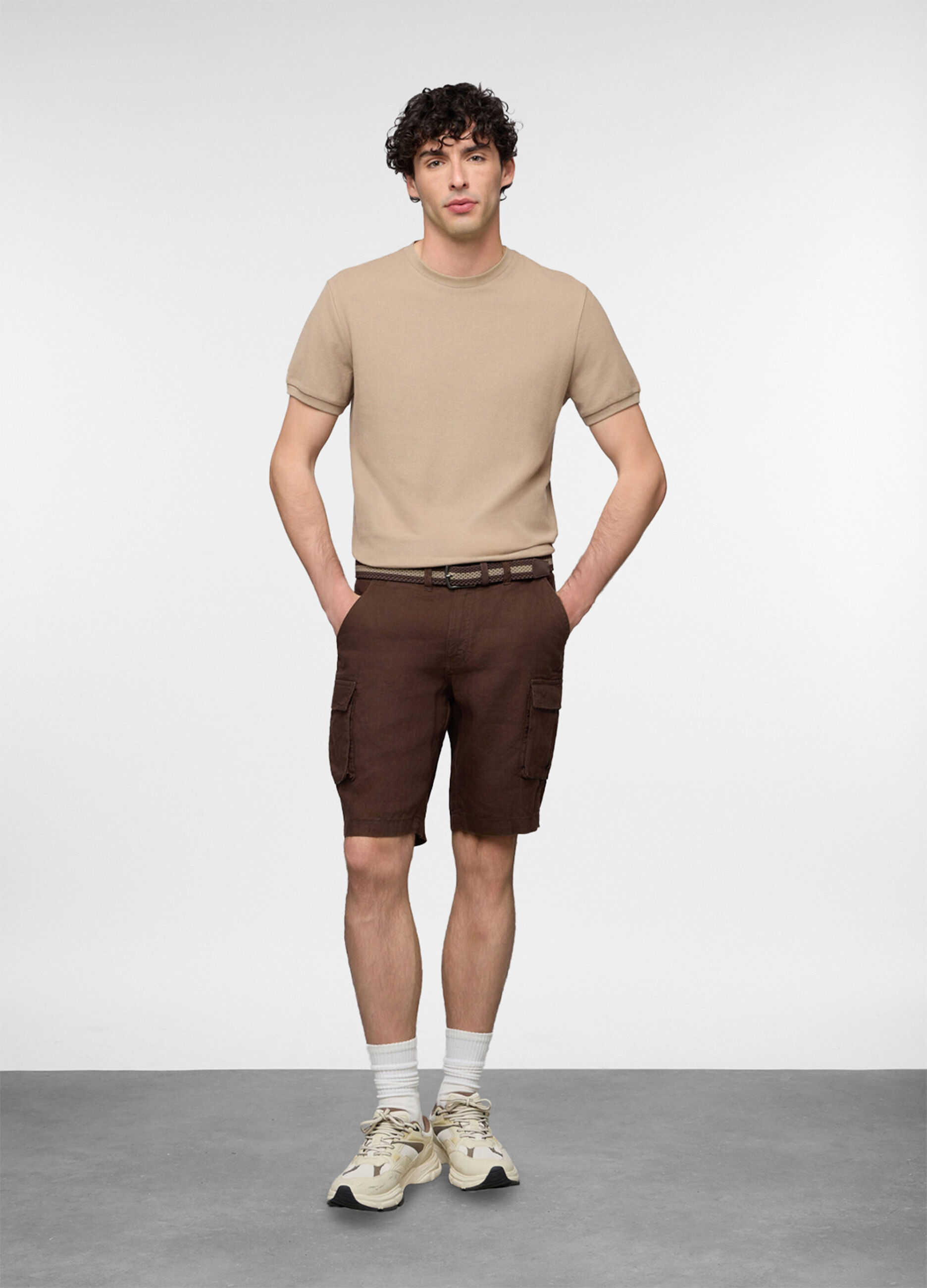 Bermuda cargo in lino uomo_0