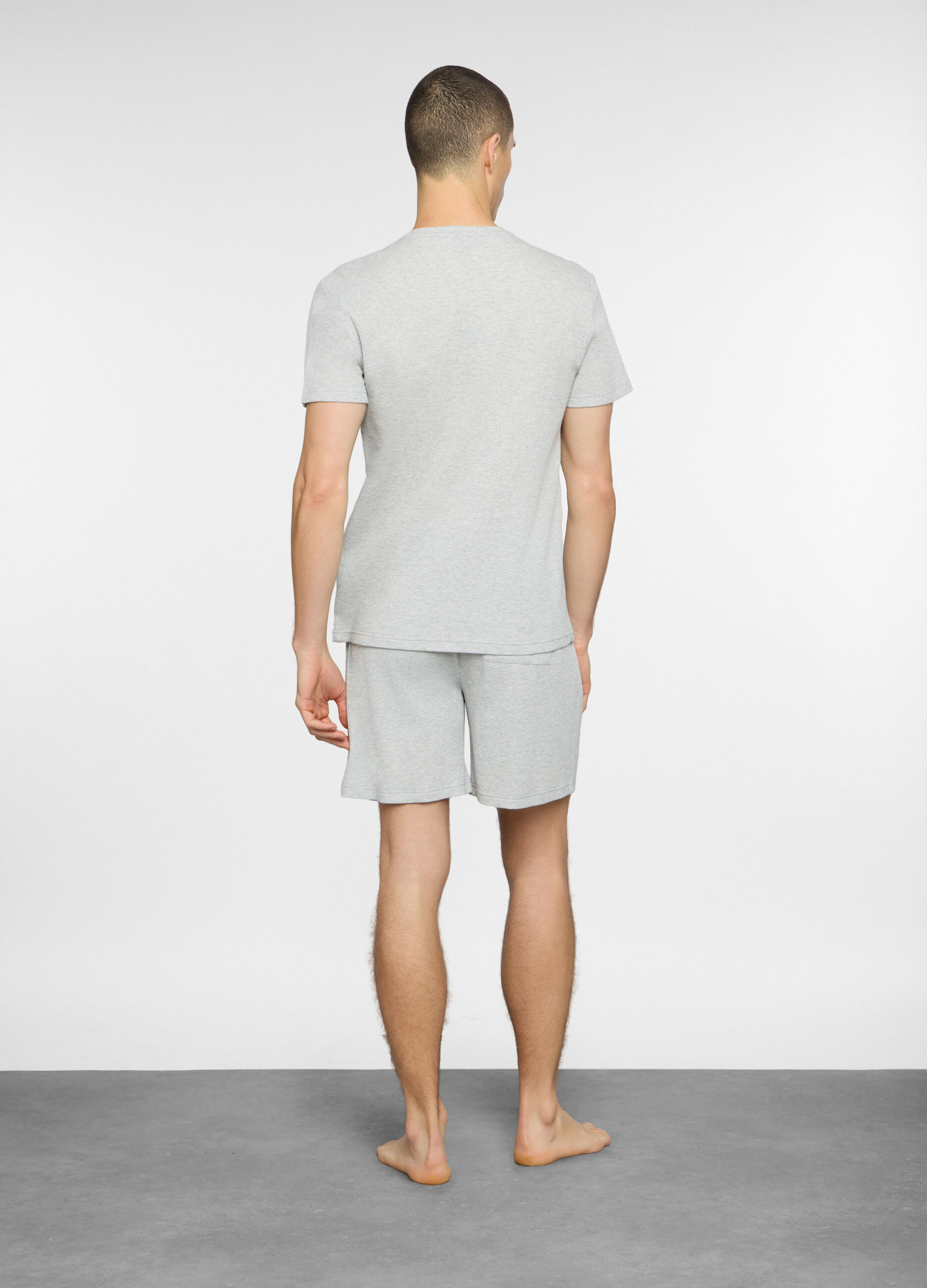 Pigiama corto in cotone a nido d'ape uomo_1