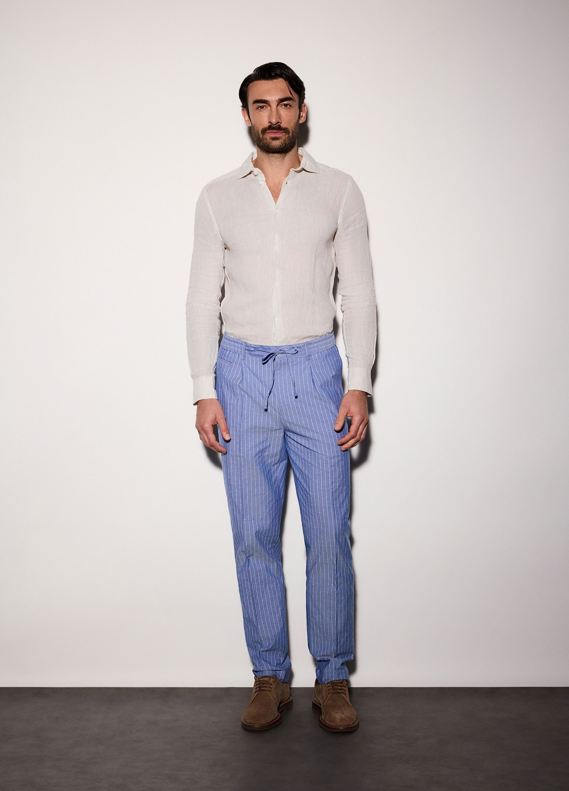Pantaloni in cotone a righe uomo_0